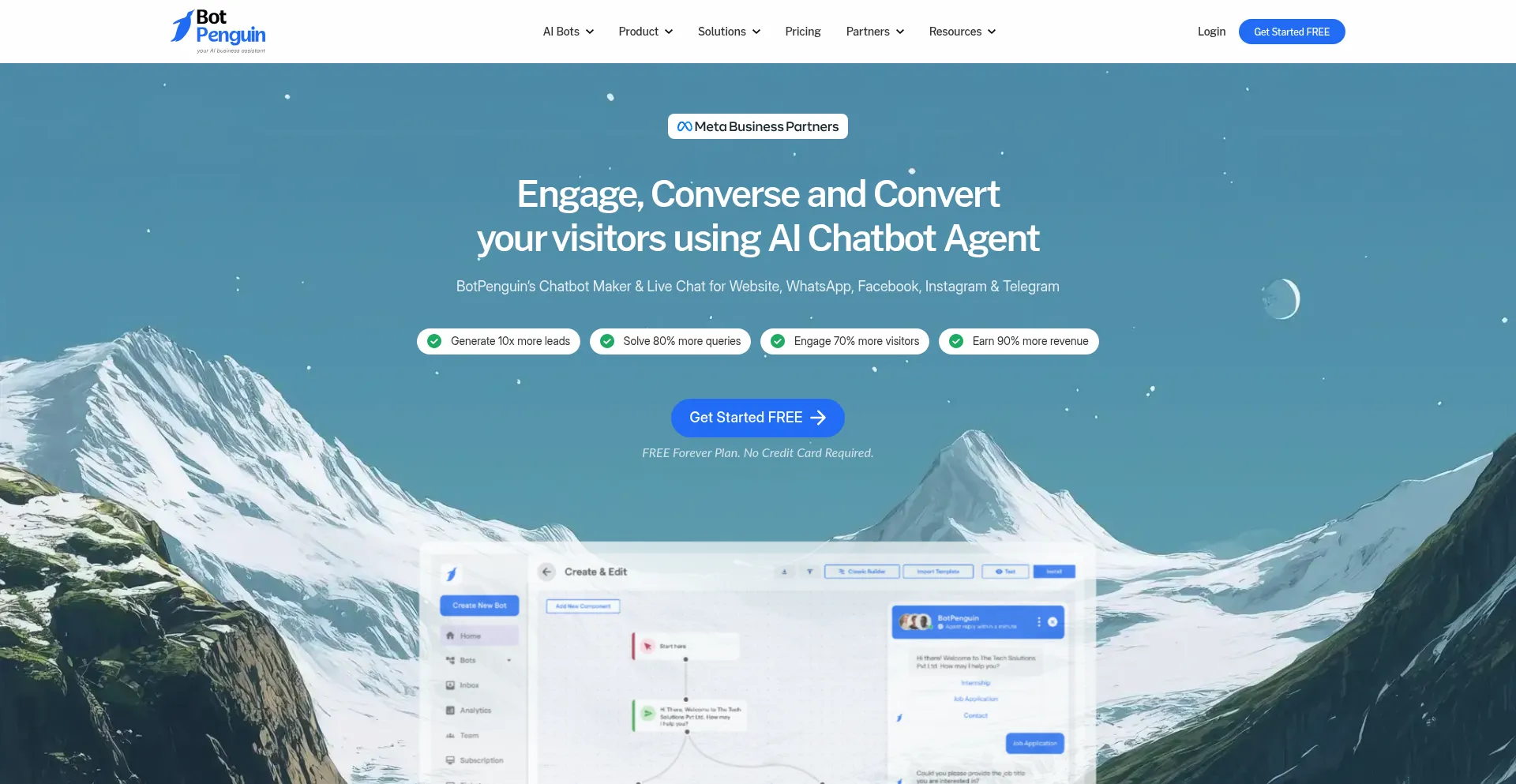 Website screenshot of Botpenguin.com