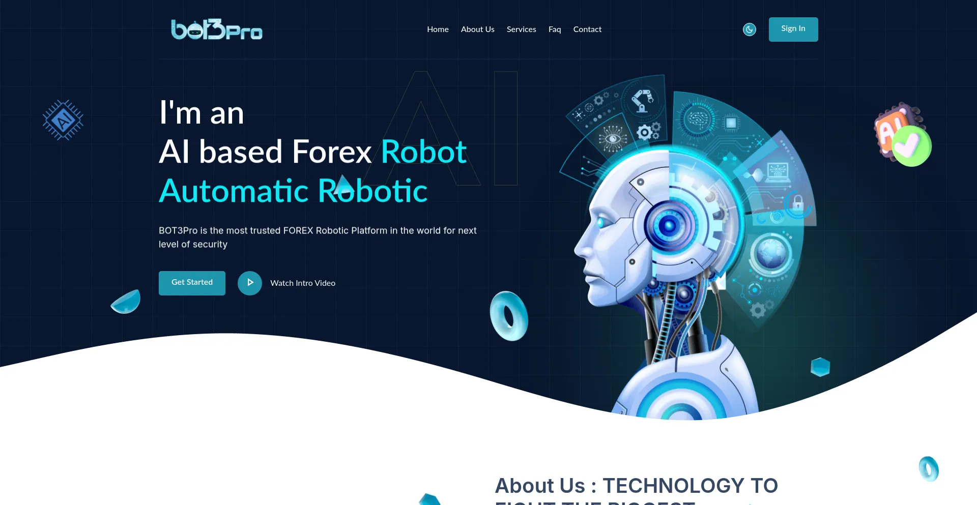 Website screenshot of Bott3.pro