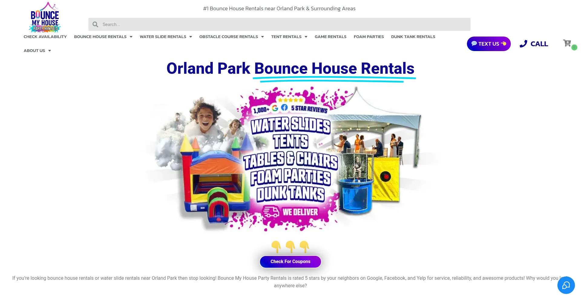 Website screenshot of Bouncemyhouse.com