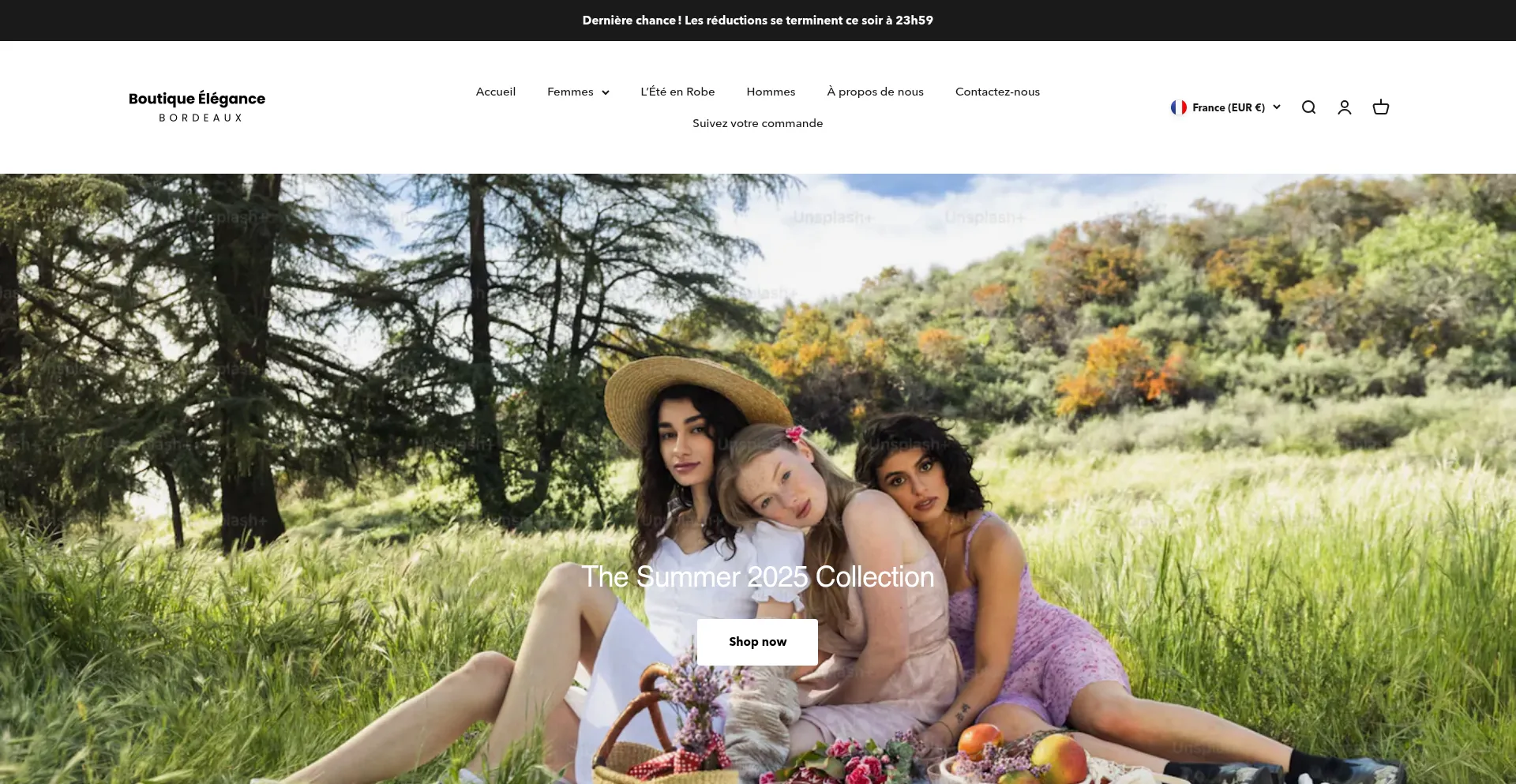Website screenshot of Boutique-elegance-bordeaux.fr