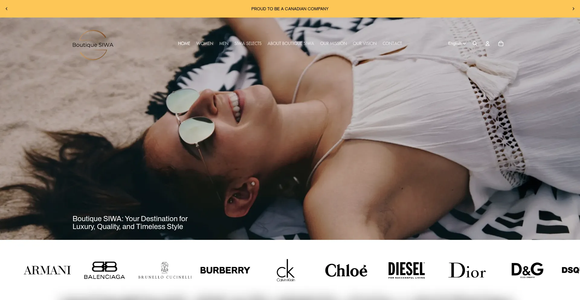 Website screenshot of Boutiquesiwa.com