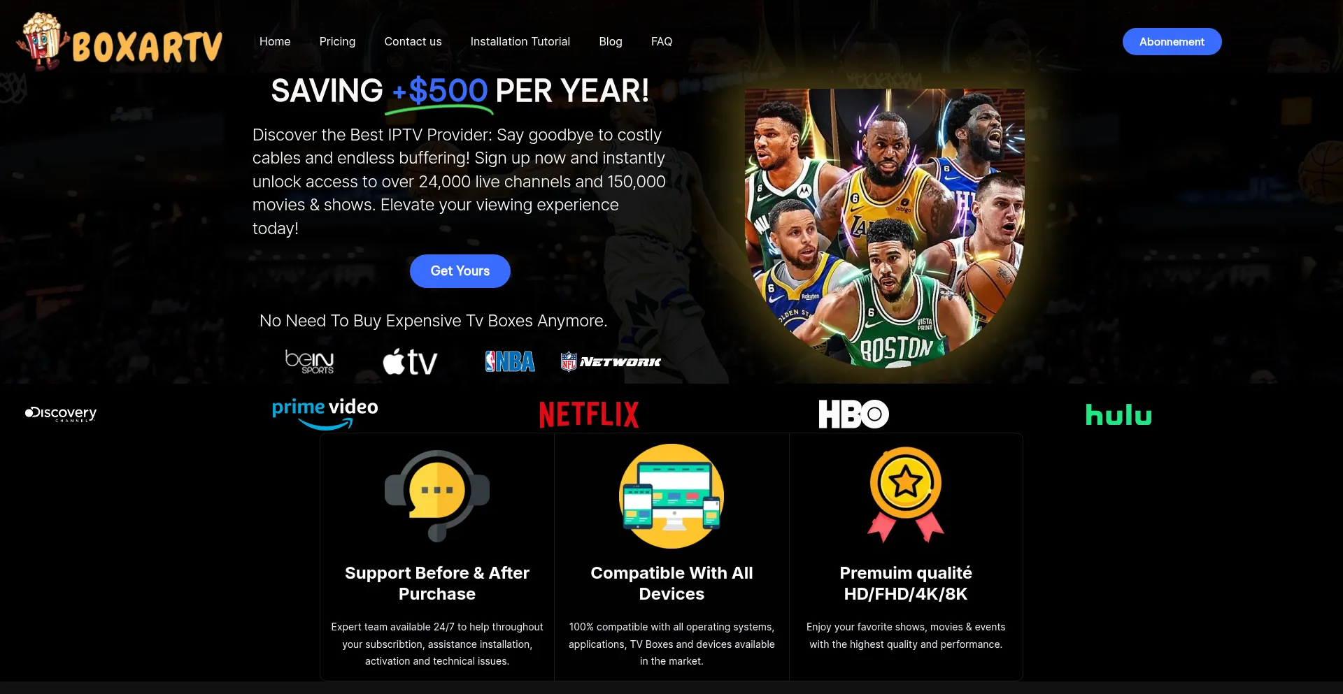 Website screenshot of Boxartv.com