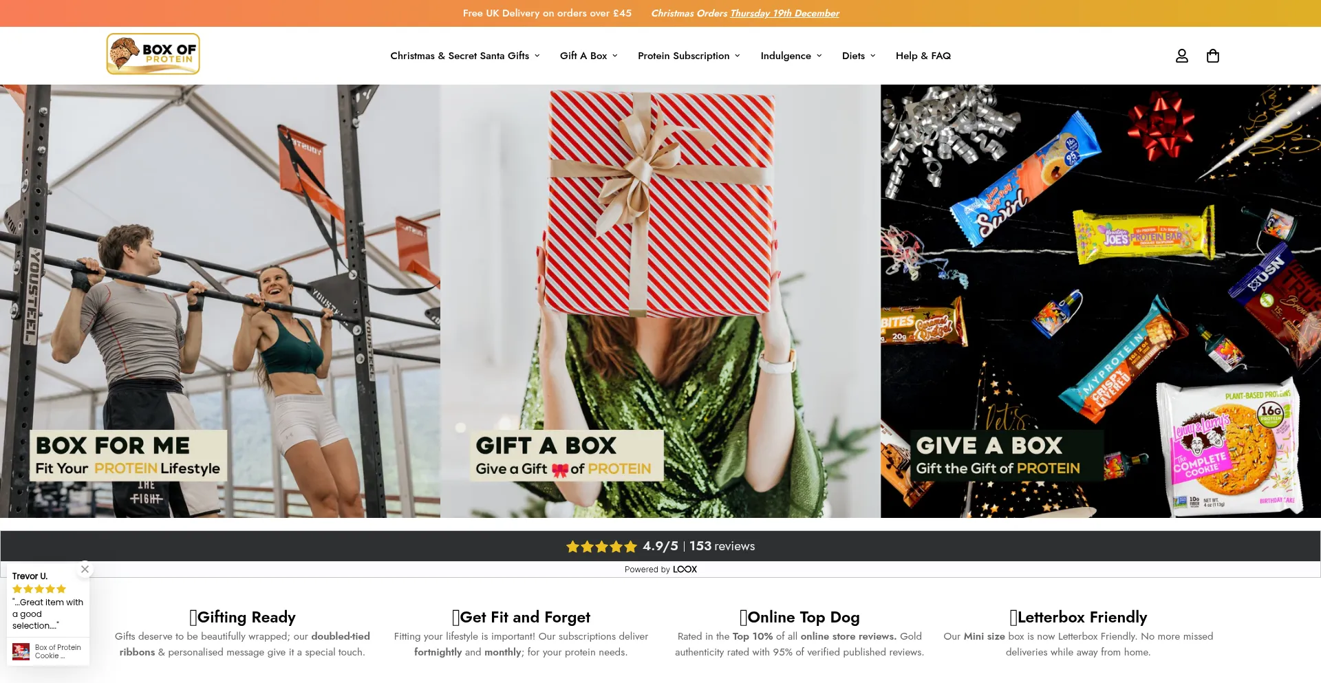 Website screenshot of Boxofprotein.com