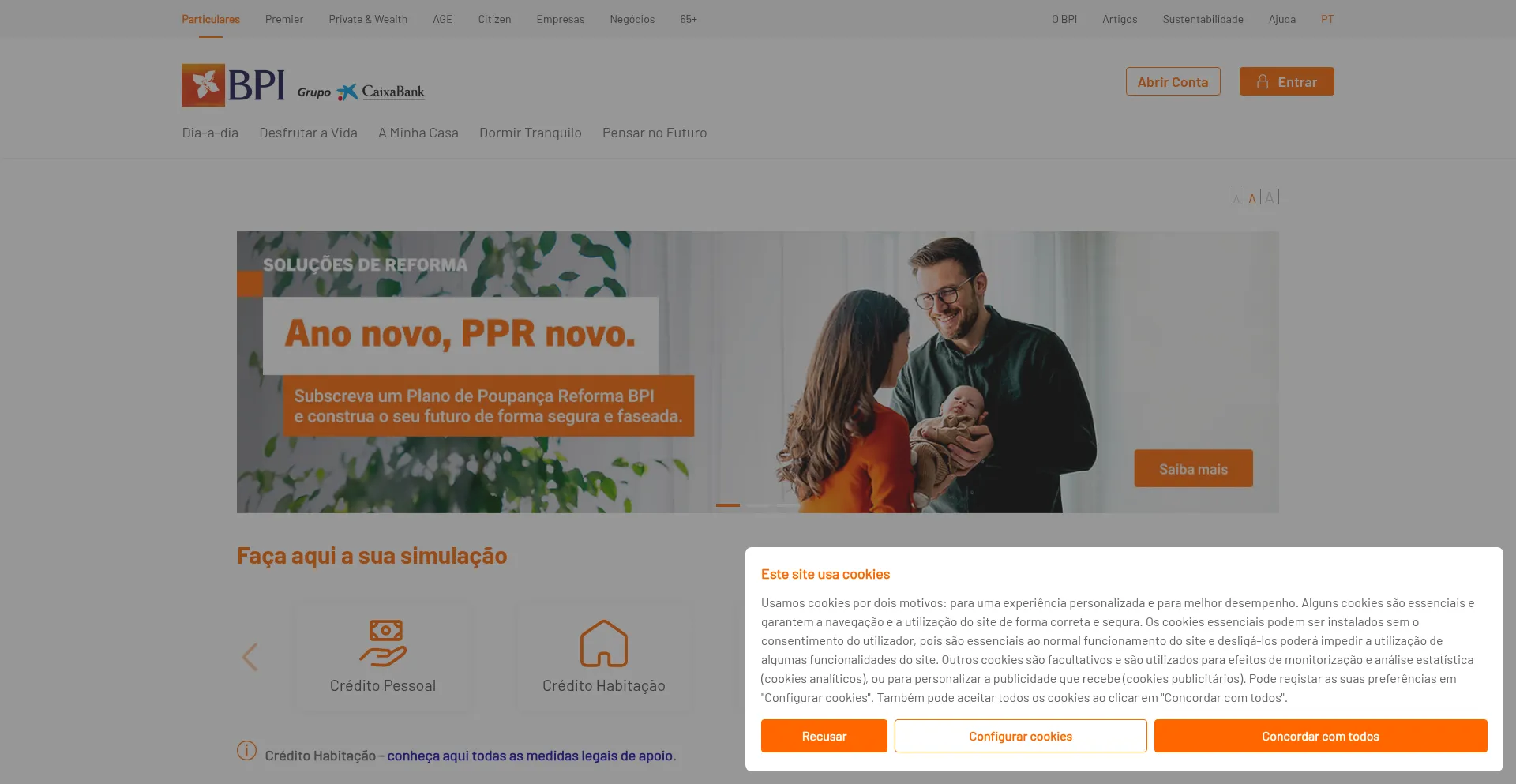 Website screenshot of Bpinet.bancobpi.pt