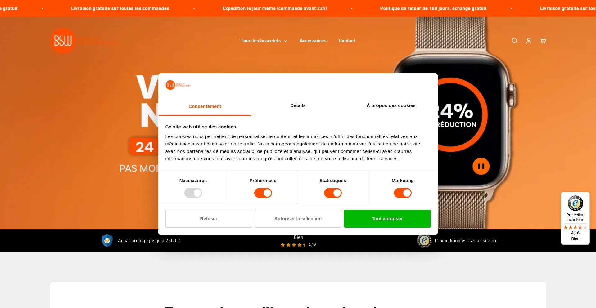Braceletsmartwatch.fr Screenshot