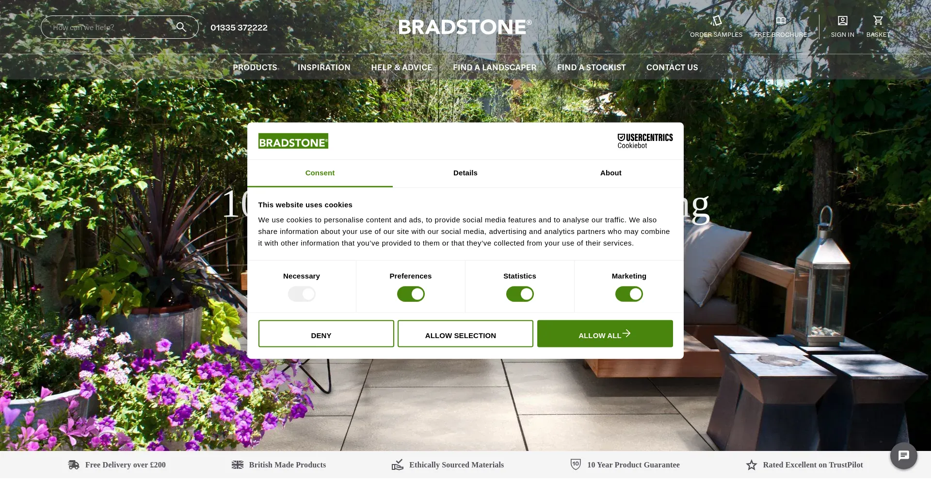 Website screenshot of Bradstone.com