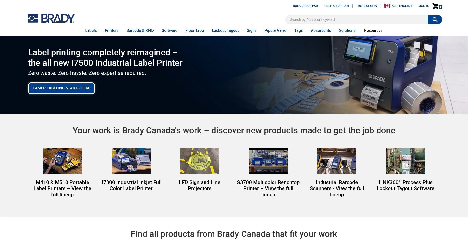 Website screenshot of Bradycanada.ca