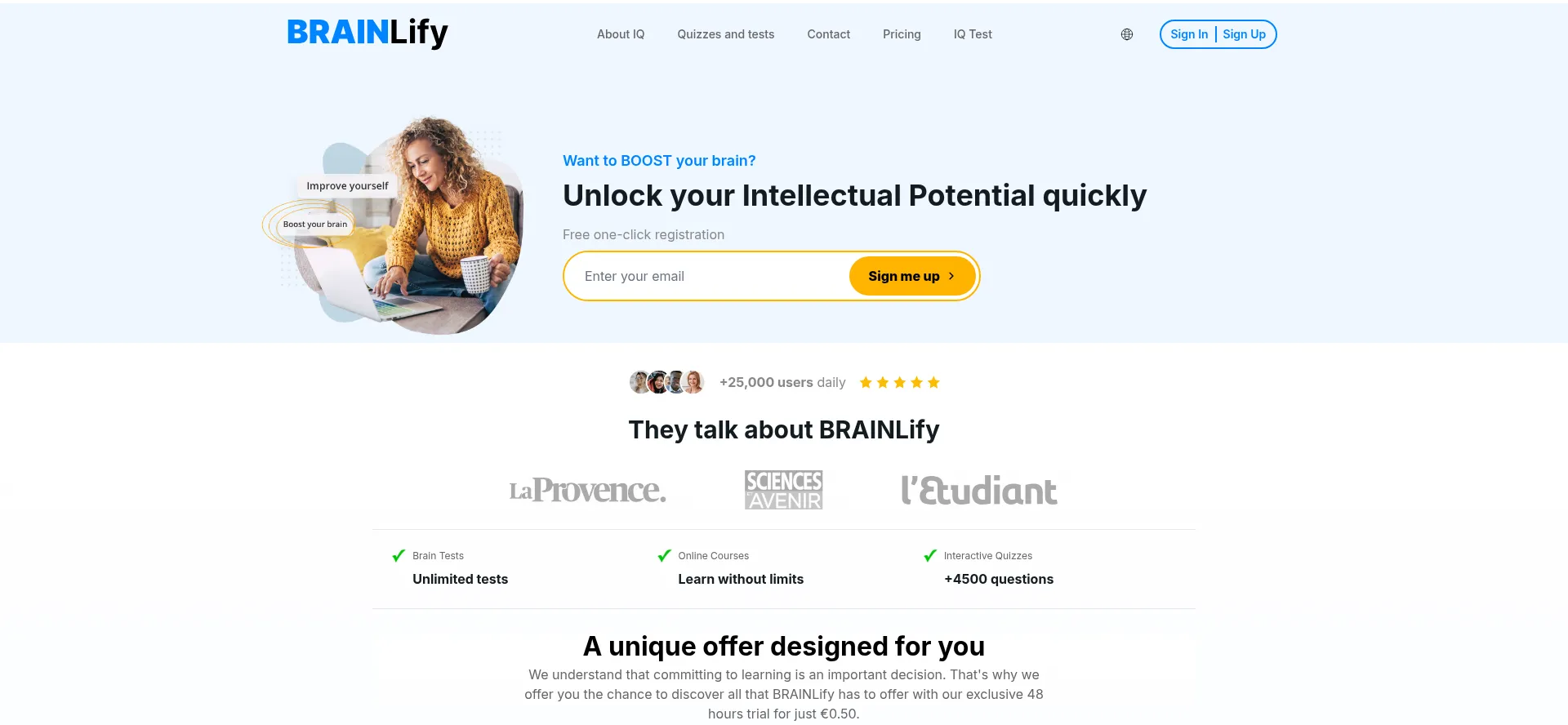 Website screenshot of Brainlify.ai