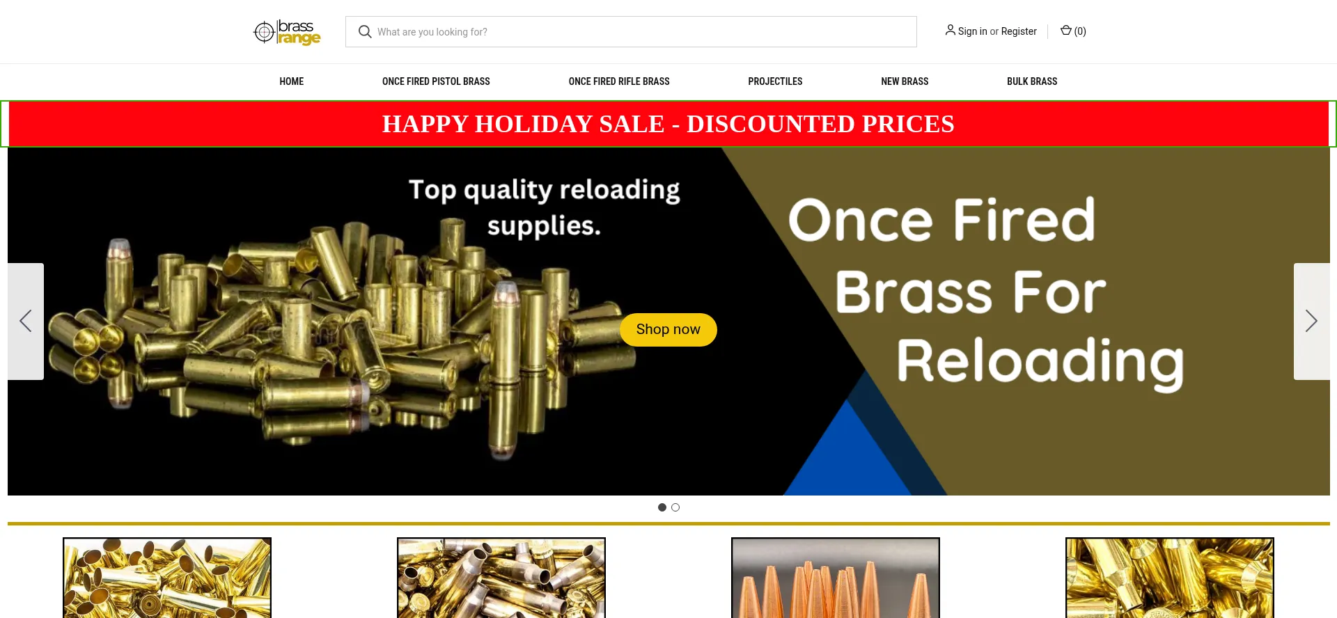 Website screenshot of Brassrange.com