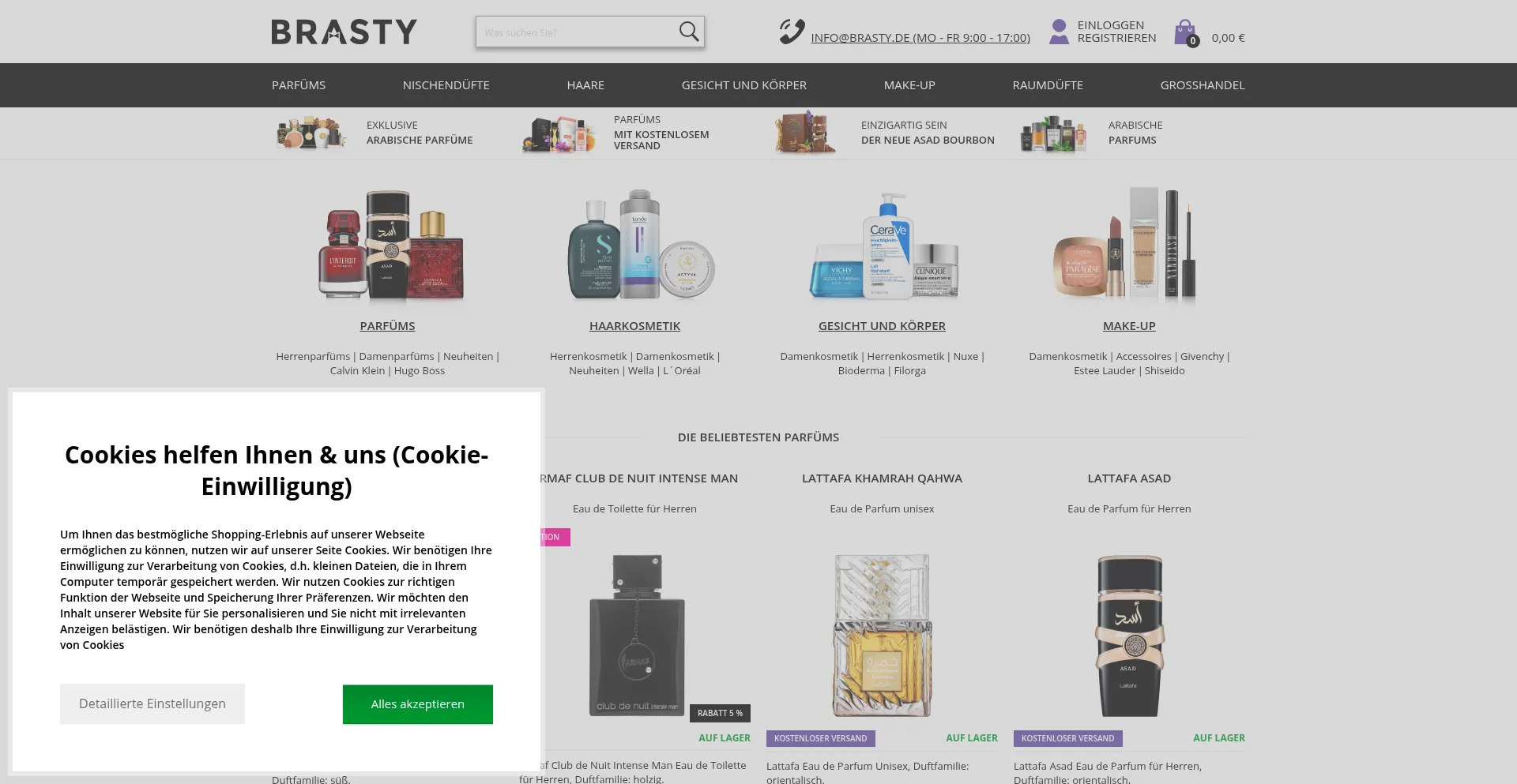 Website screenshot of Brasty.de
