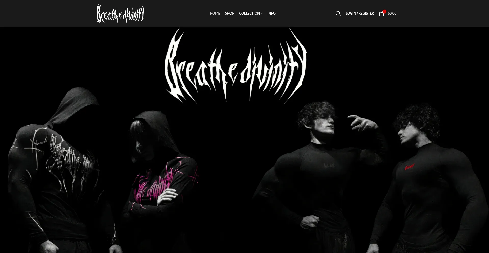 Website screenshot of Breathedivinityclothing.com