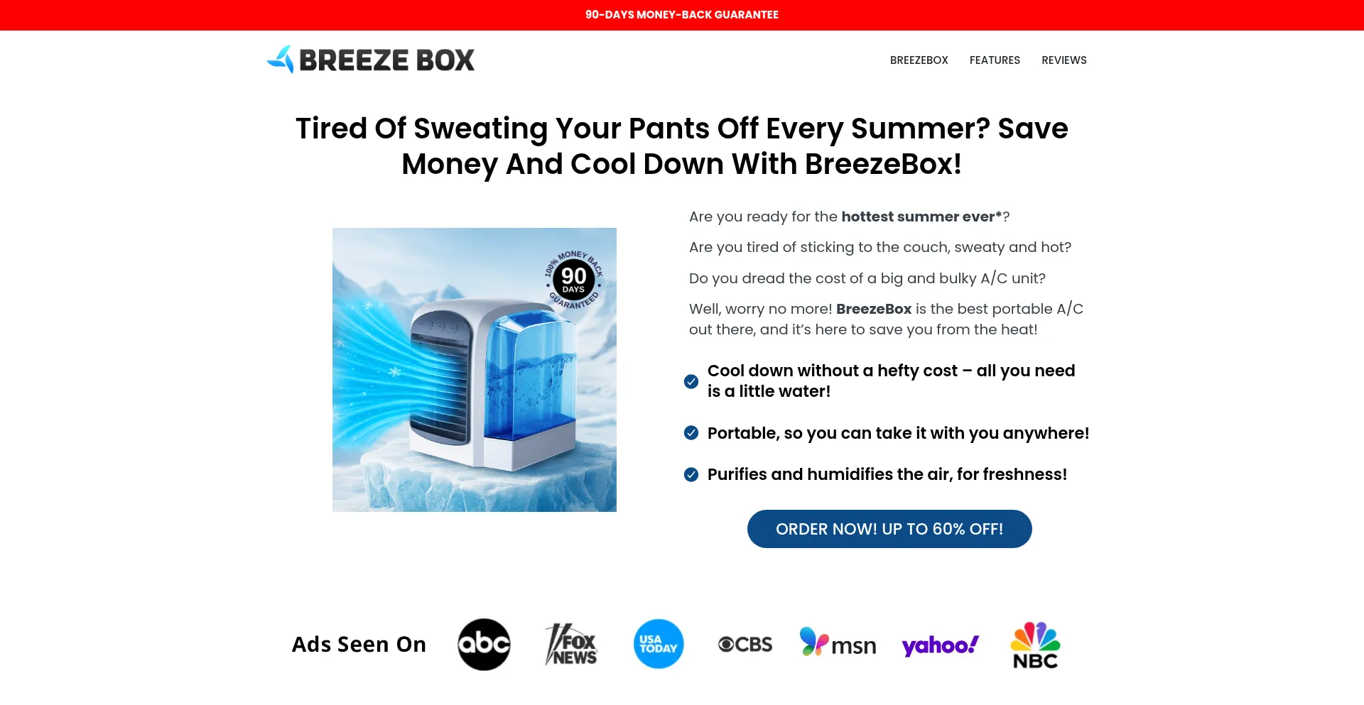 Website screenshot of Breezeboxportable.com