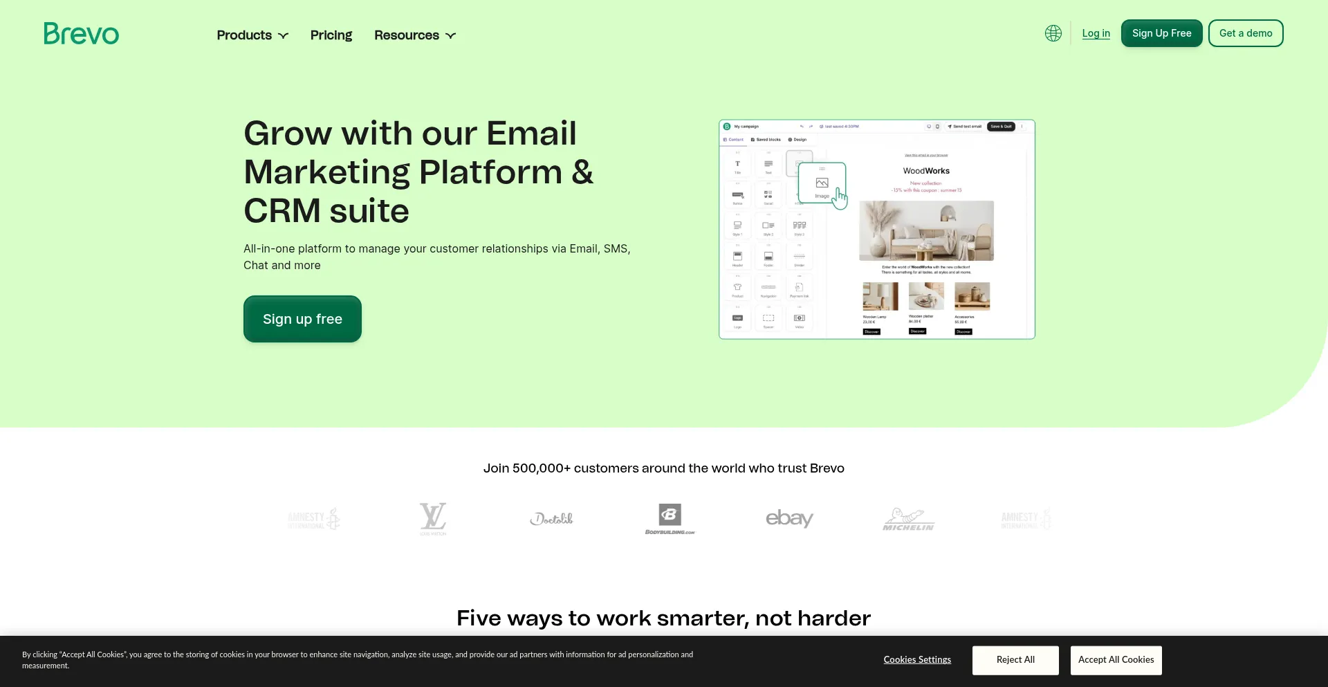Website screenshot of Brevo.com