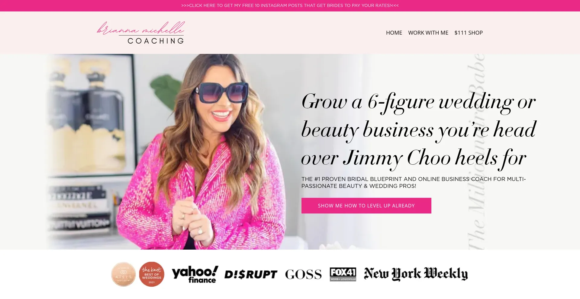 Website screenshot of Briannamichellecoaching.com