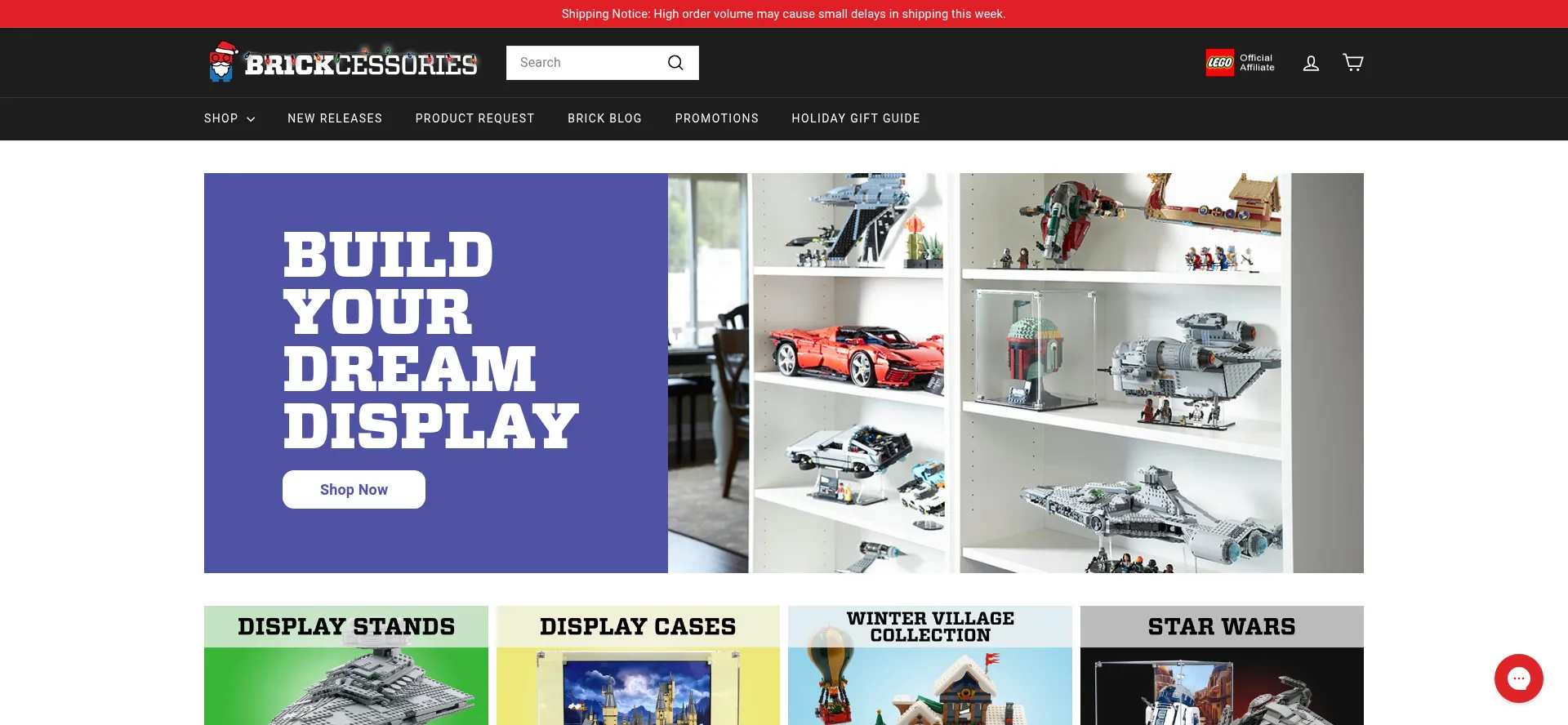 Website screenshot of Brickcessories.com