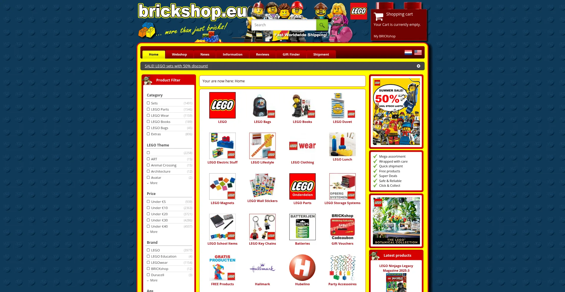 Website screenshot of Brickshop.eu