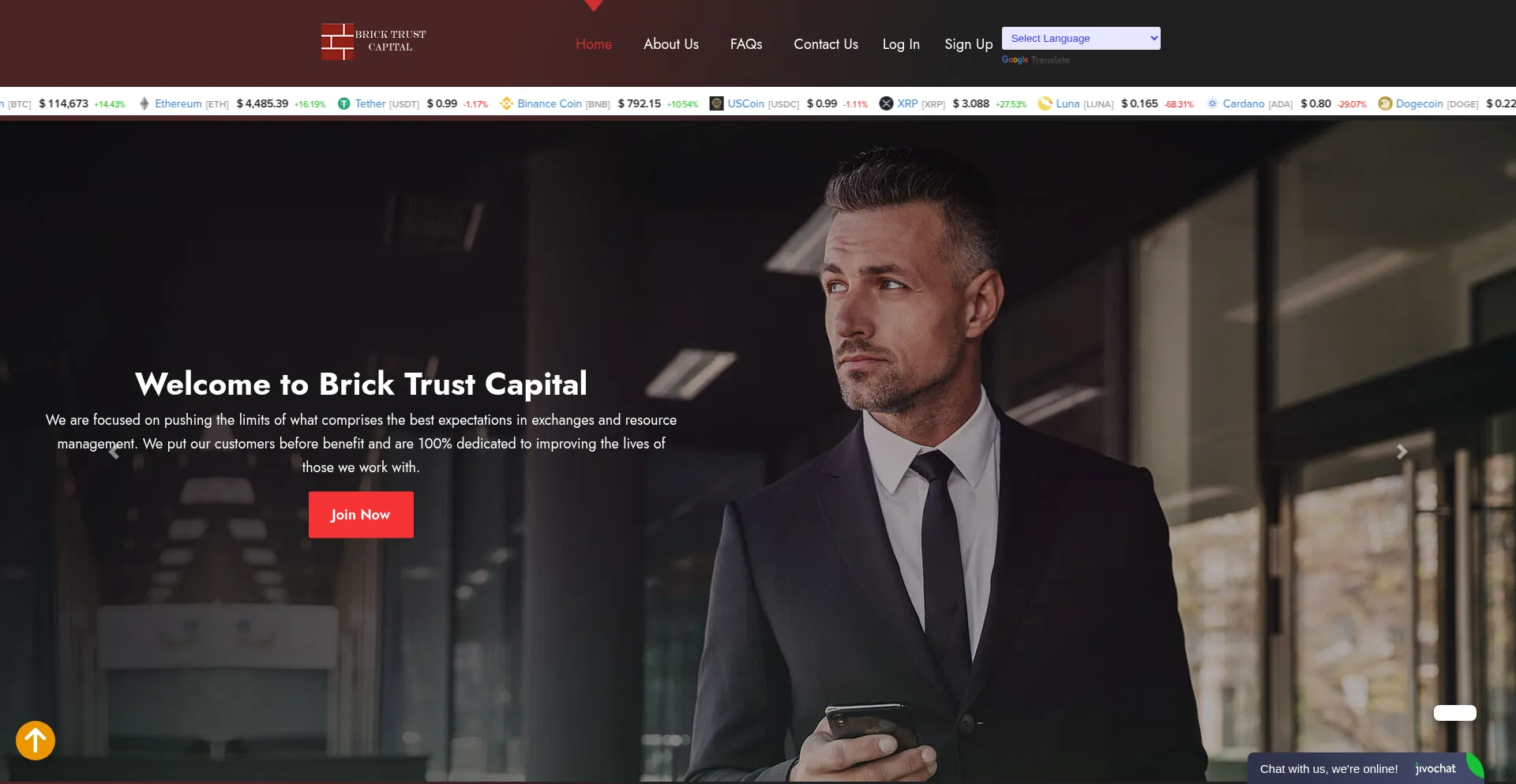 Website screenshot of Bricktrustcap.com