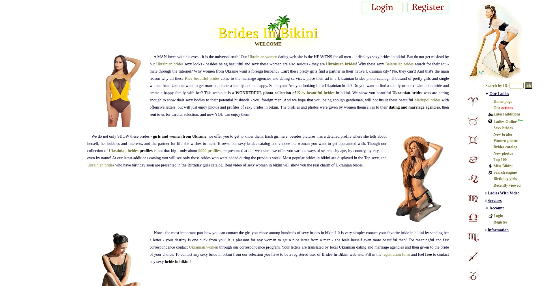 Website screenshot of Brides-in-bikini.com