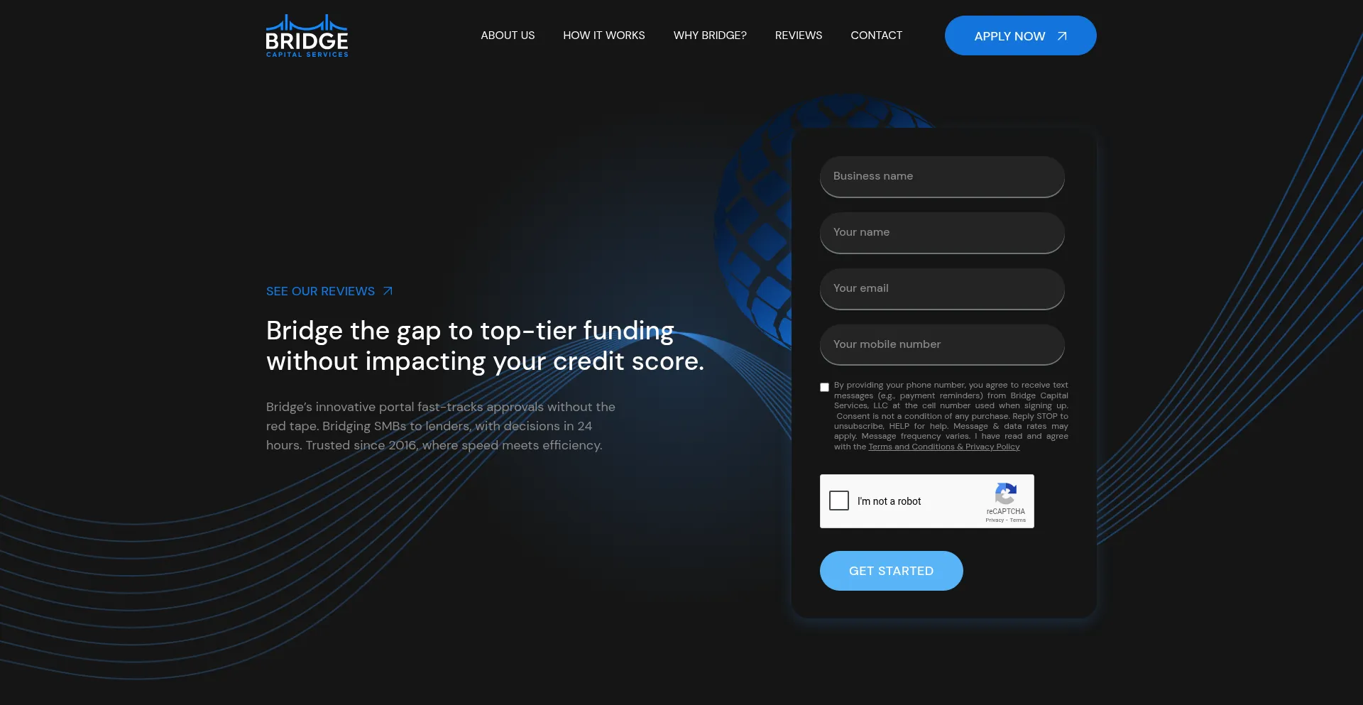Website screenshot of Bridgecapitalservices.com