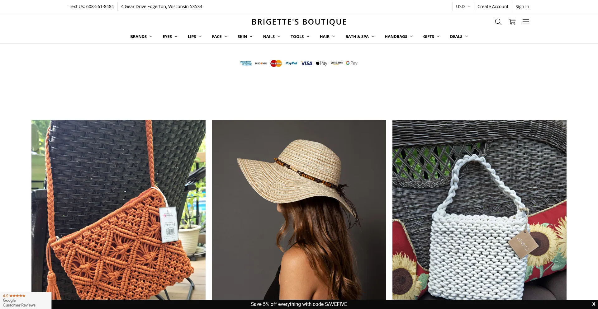 Website screenshot of Brigettesboutique.com