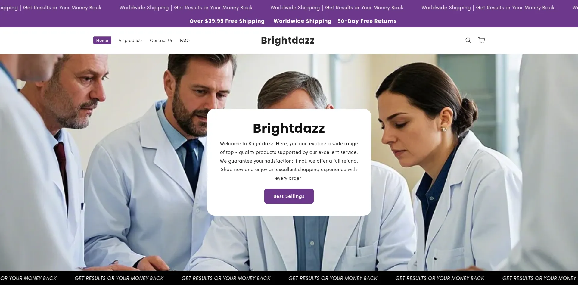Website screenshot of Brightdazz.com