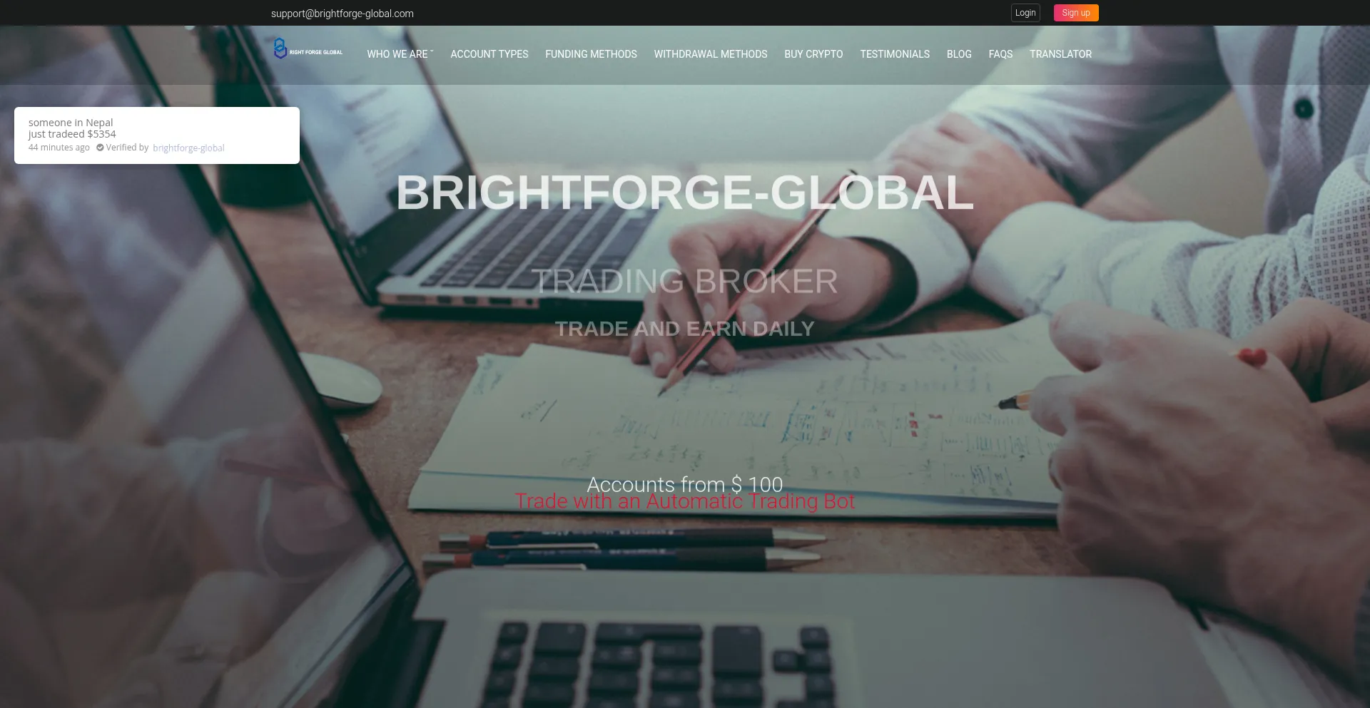 Website screenshot of Brightforge-global.com