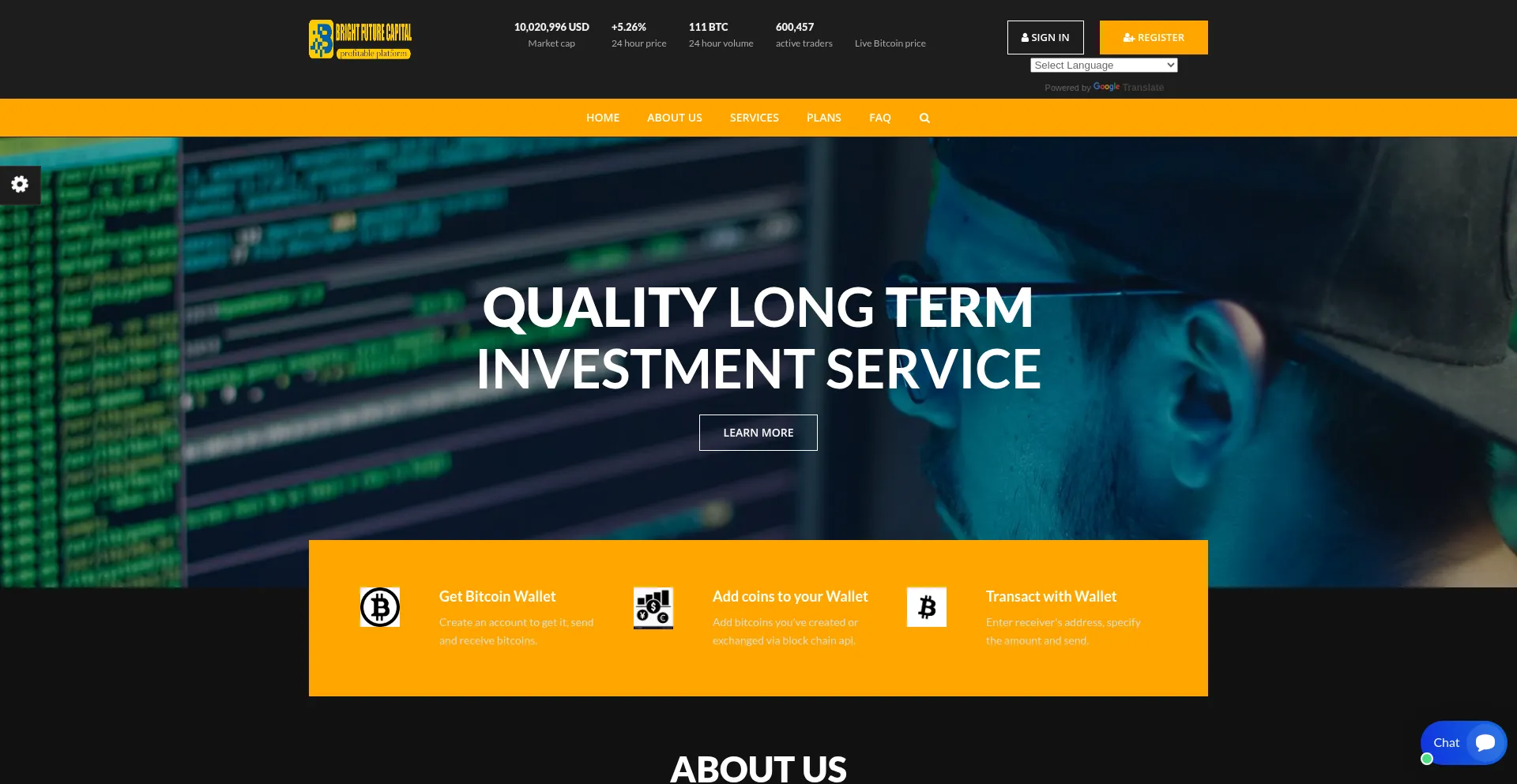 Website screenshot of Brightfuturescapitals.com
