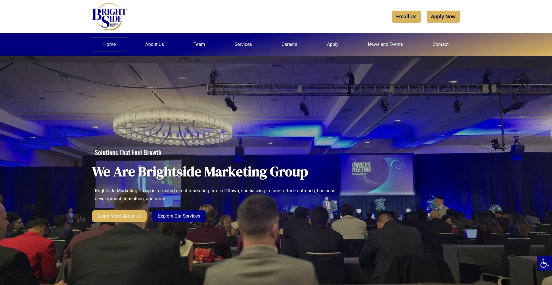 Website screenshot of Brightsidemg.com