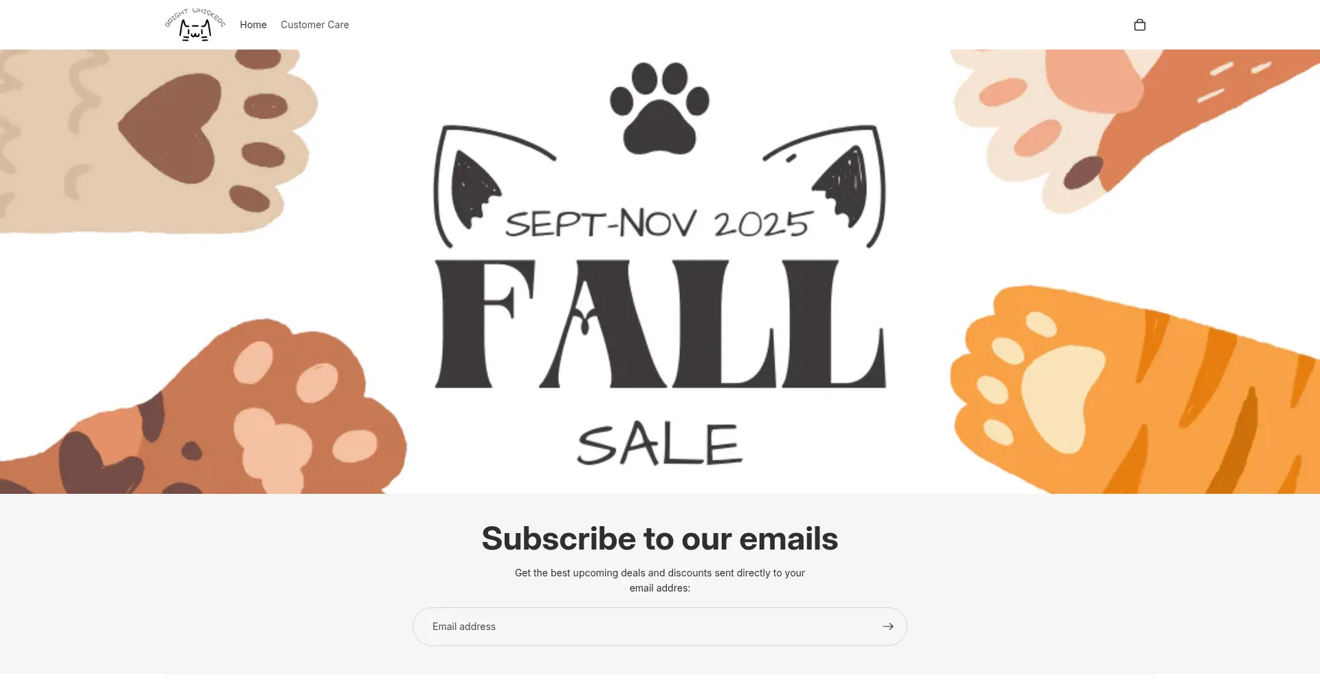 Website screenshot of Brightwhiskers.store
