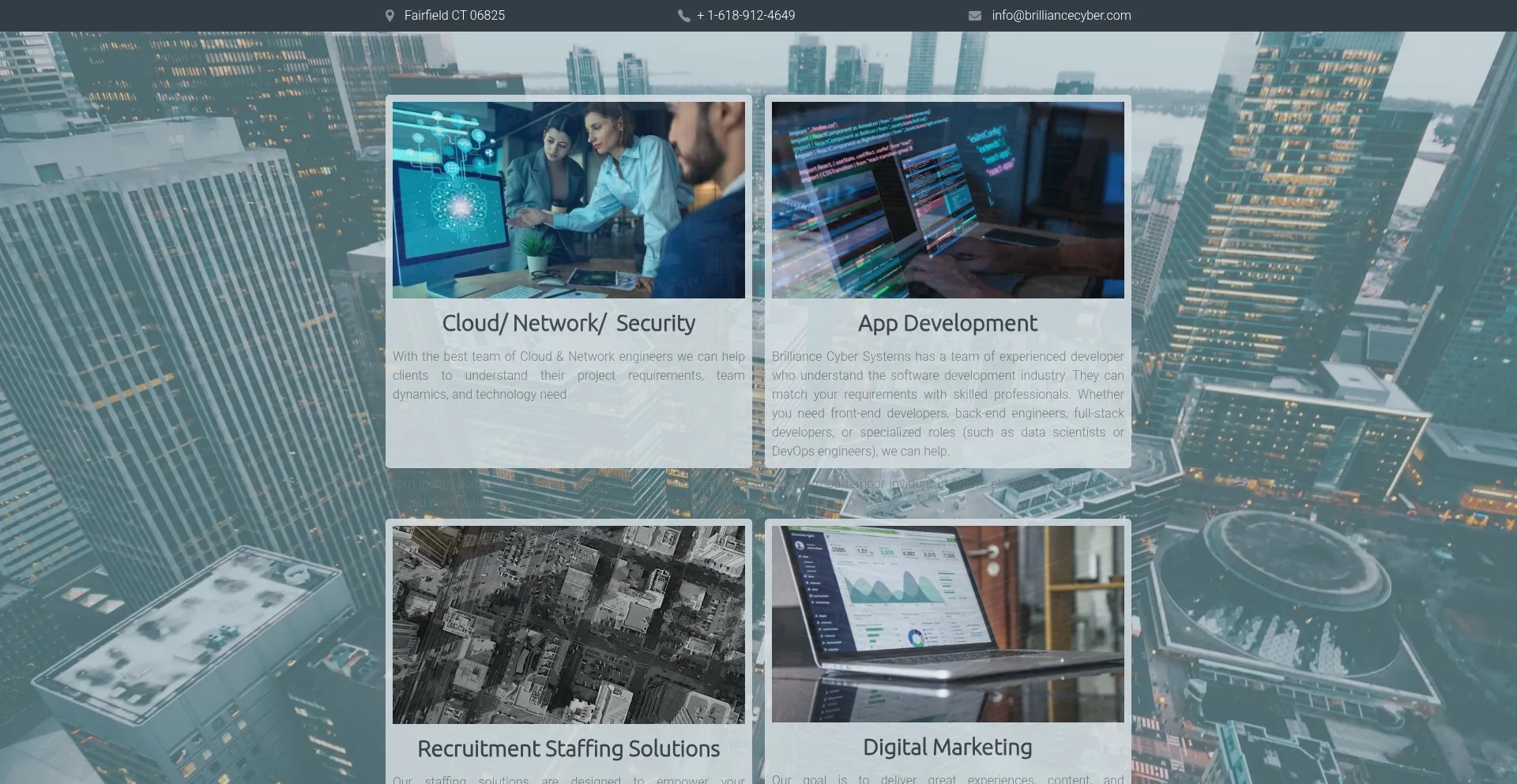 Website screenshot of Brilliancecyber.com