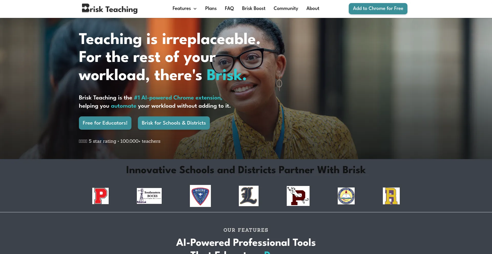 Website screenshot of Briskteaching.com
