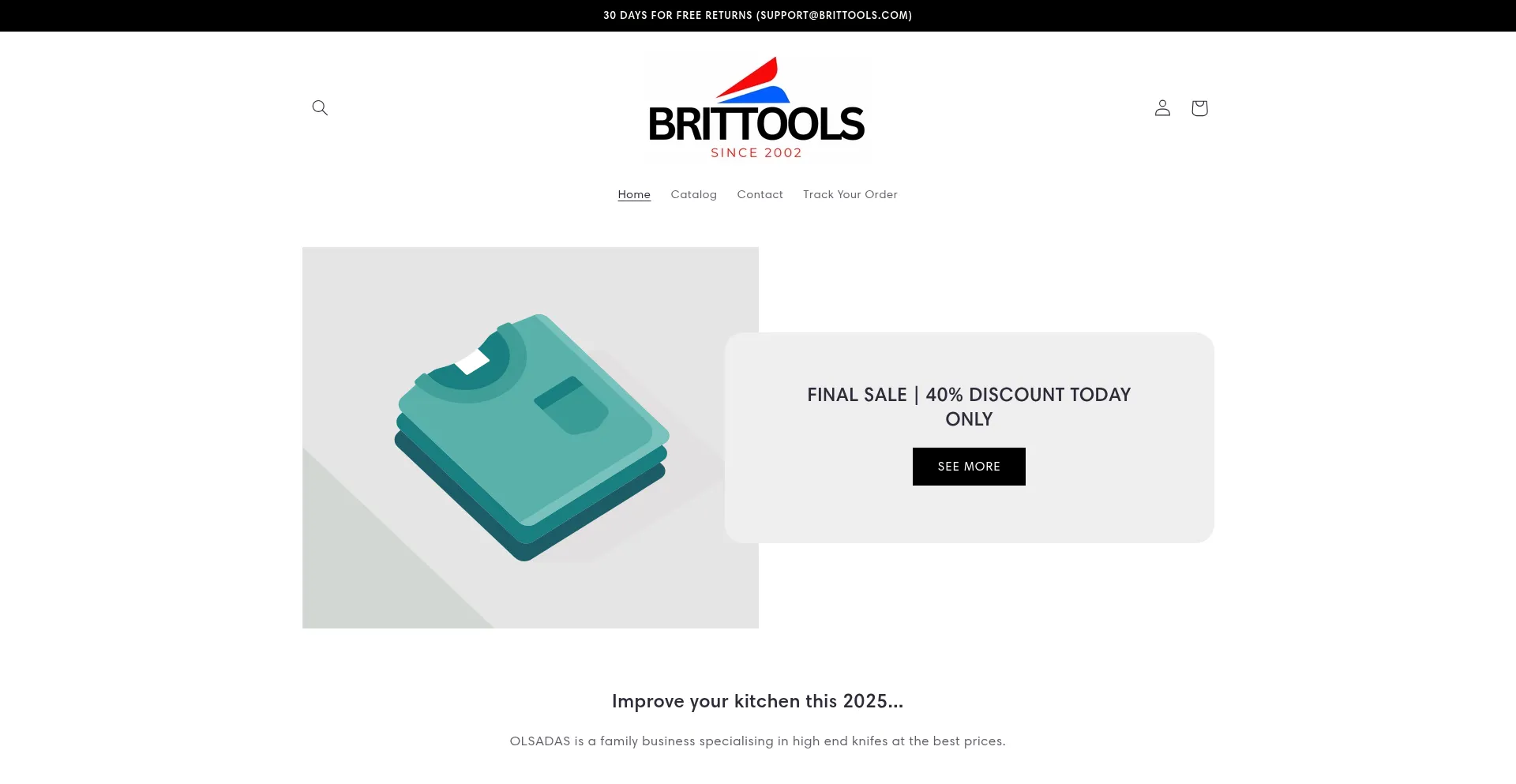 Website screenshot of Brittools.com