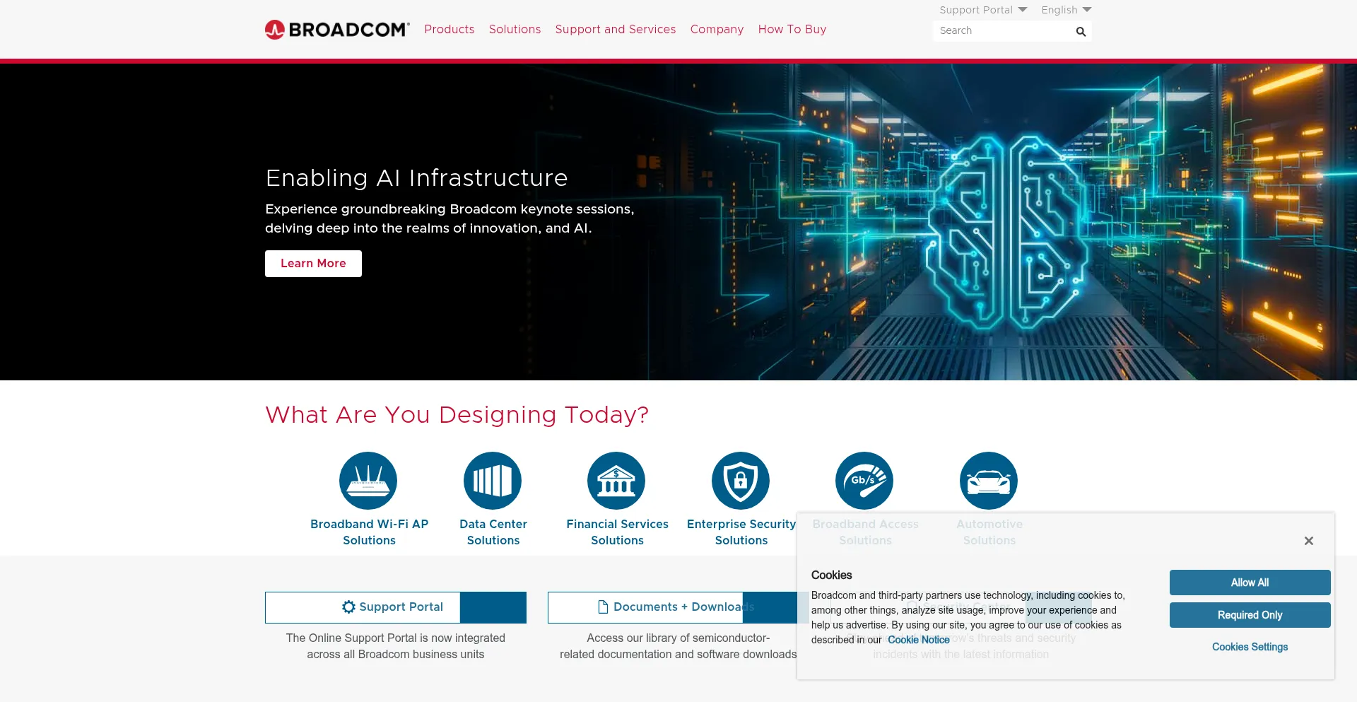 Website screenshot of Brocade.com