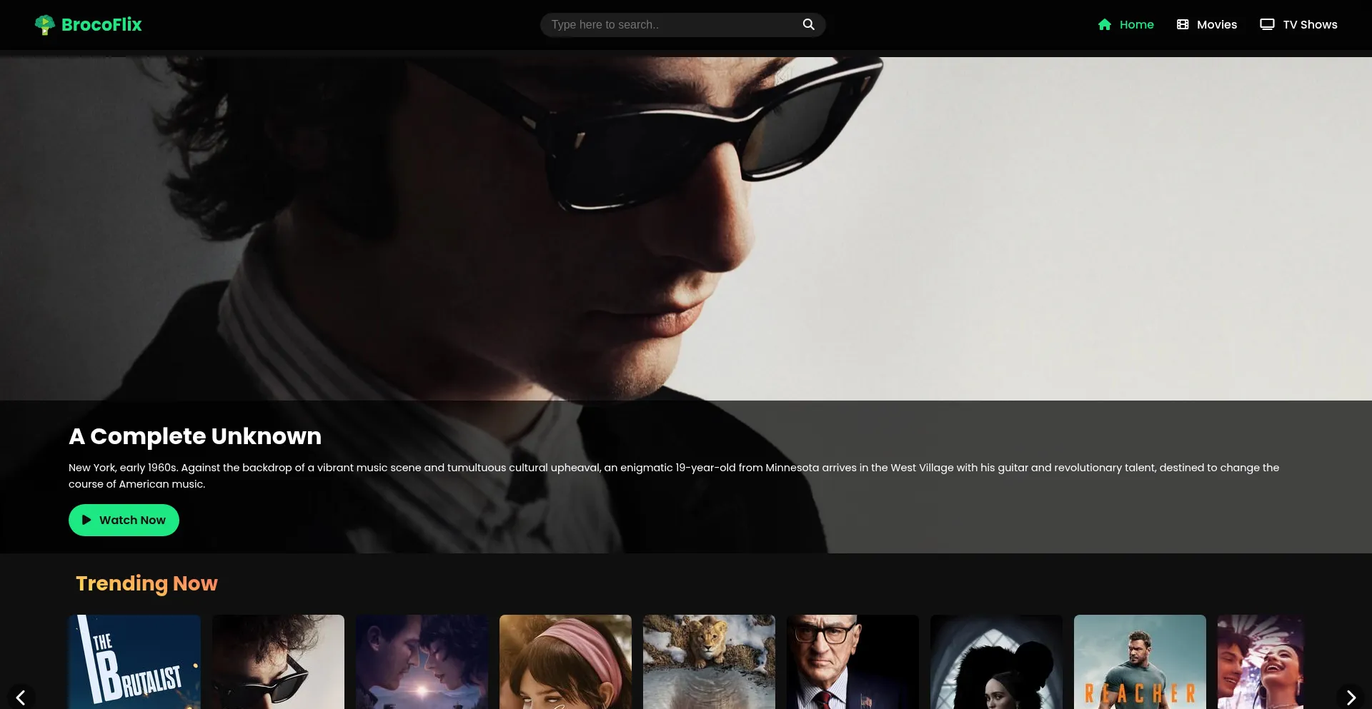 Website screenshot of Brocoflix.xyz