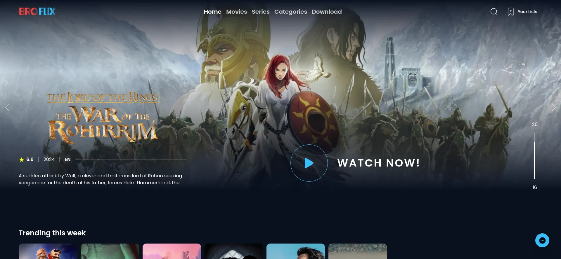 Website screenshot of Broflix.ci