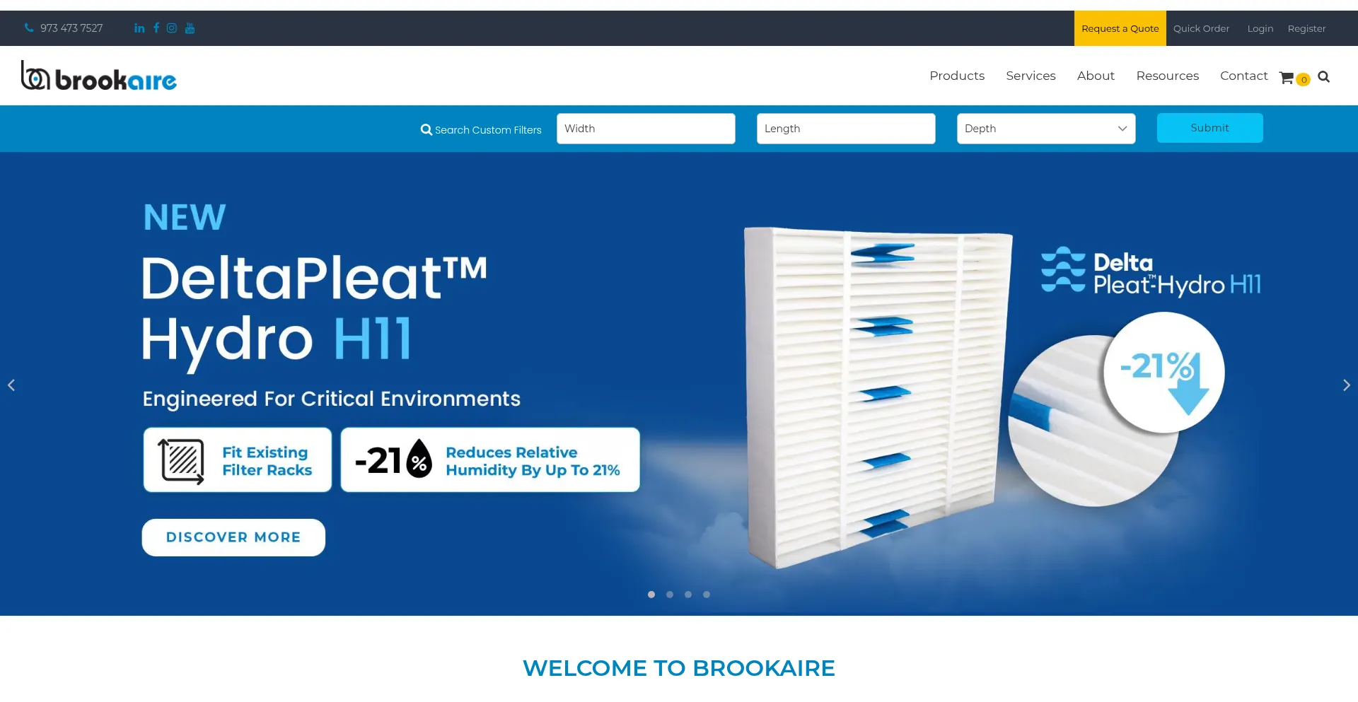 Website screenshot of Brookaire.com