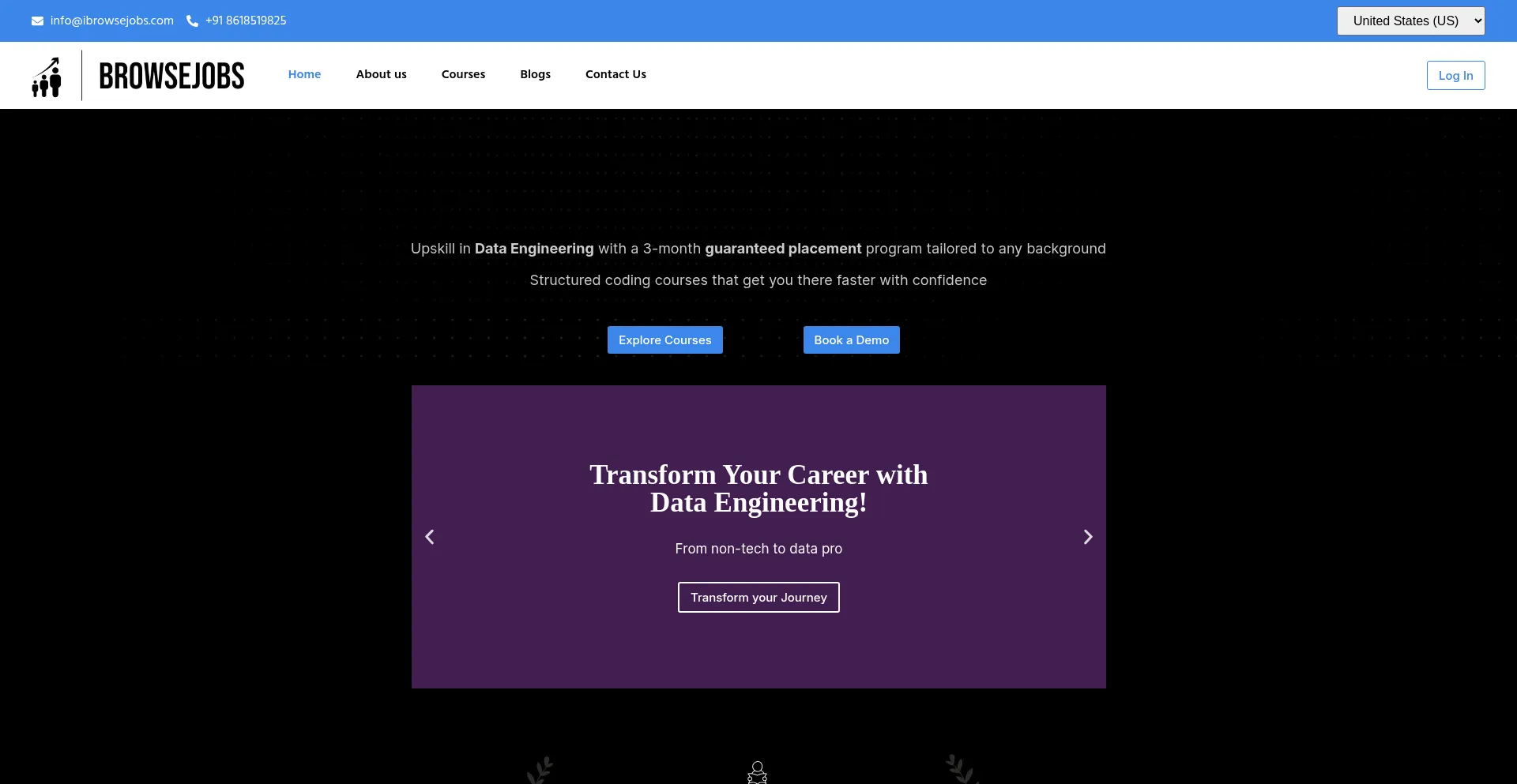 Website screenshot of Browsejobs.in