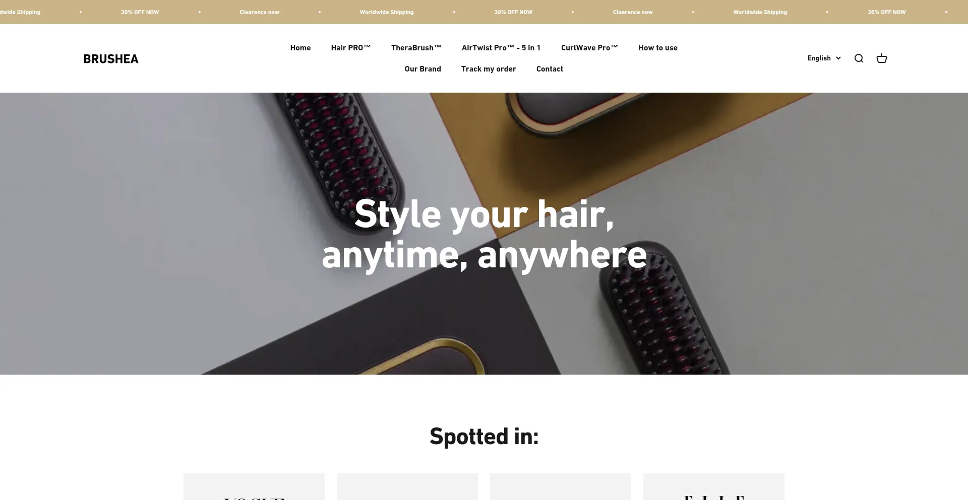 Website screenshot of Brushea-hair.com
