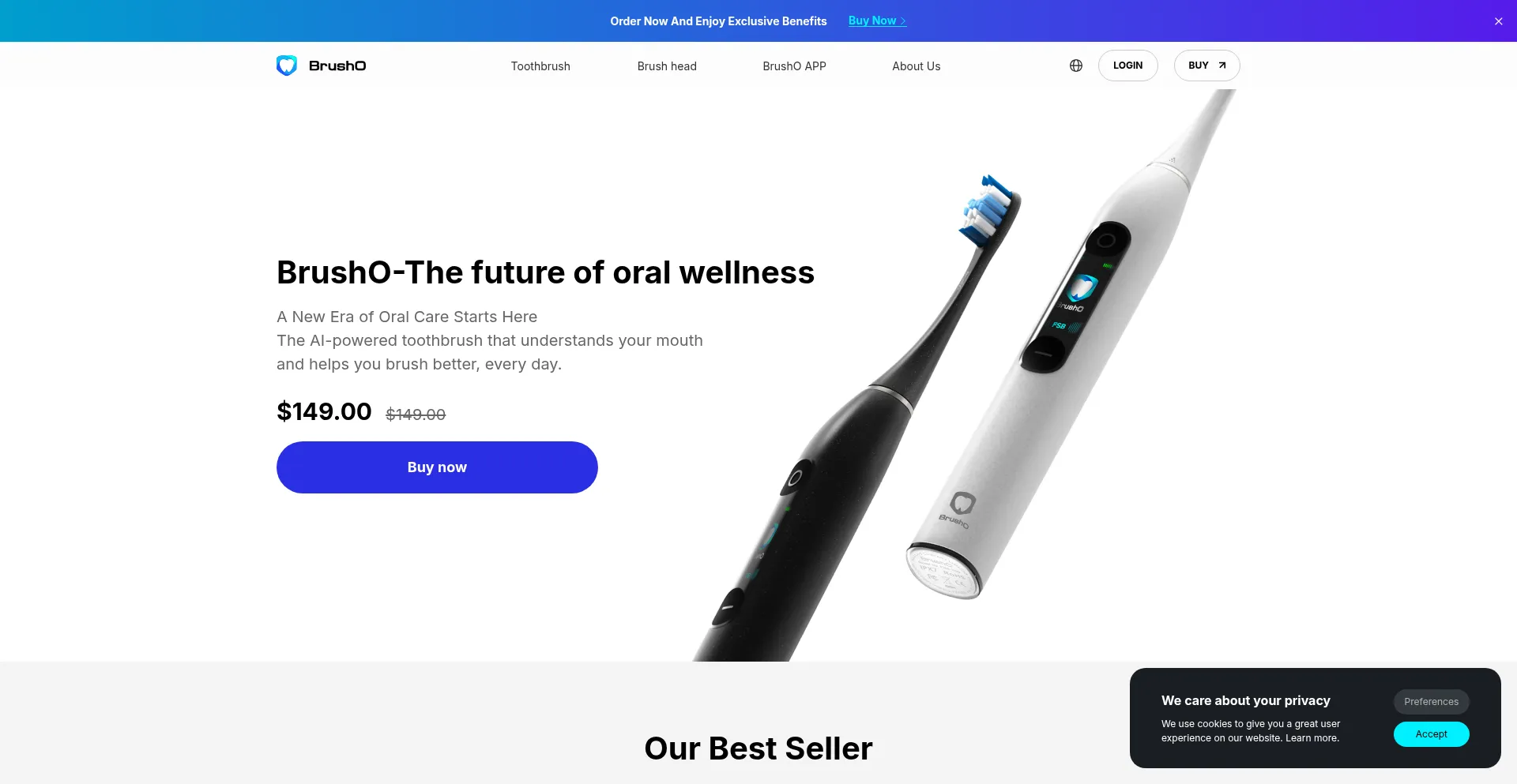 Website screenshot of Brusho.com