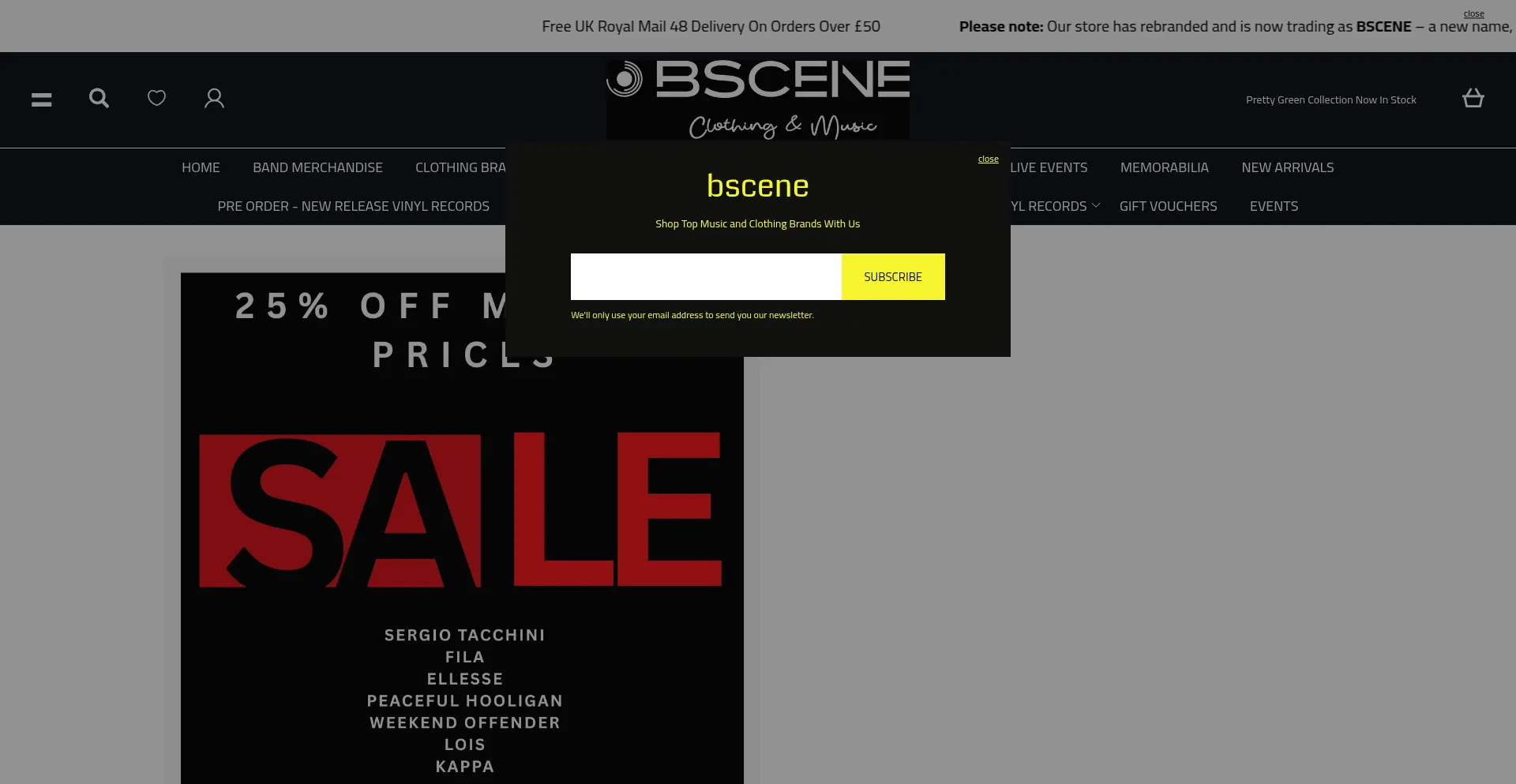 Website screenshot of Bscene.co.uk