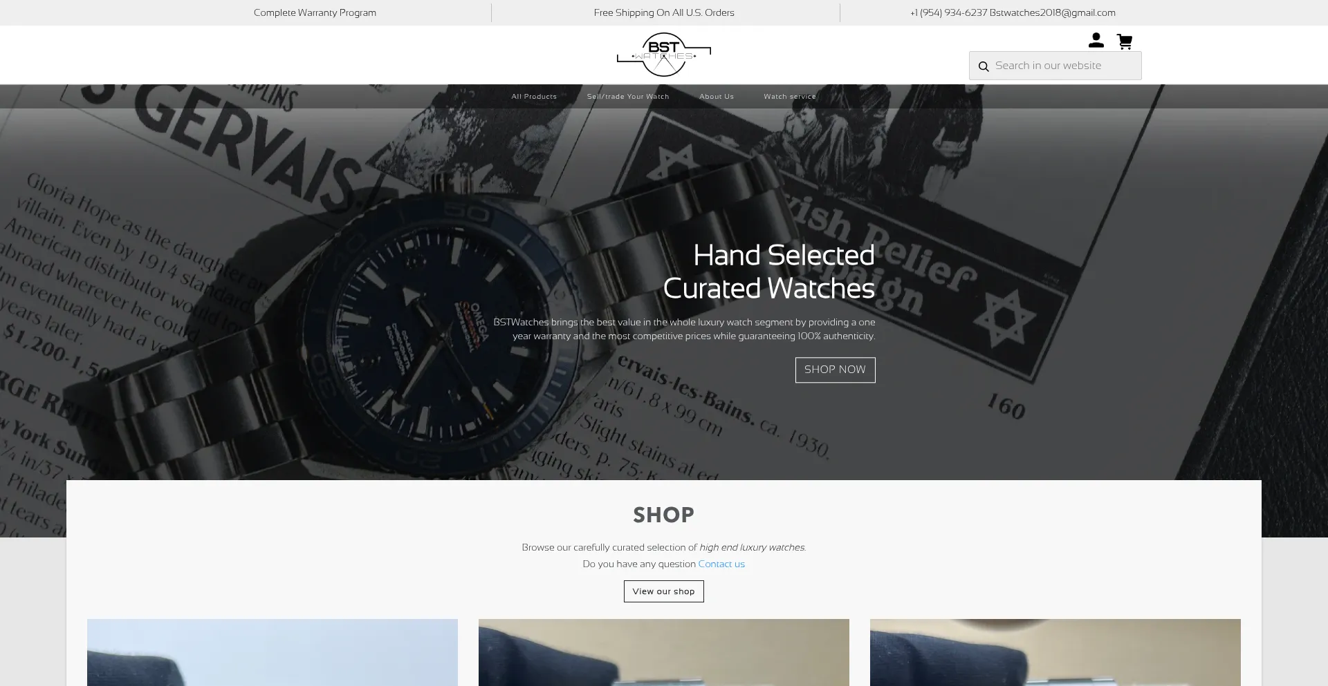 Website screenshot of Bstwatches.us