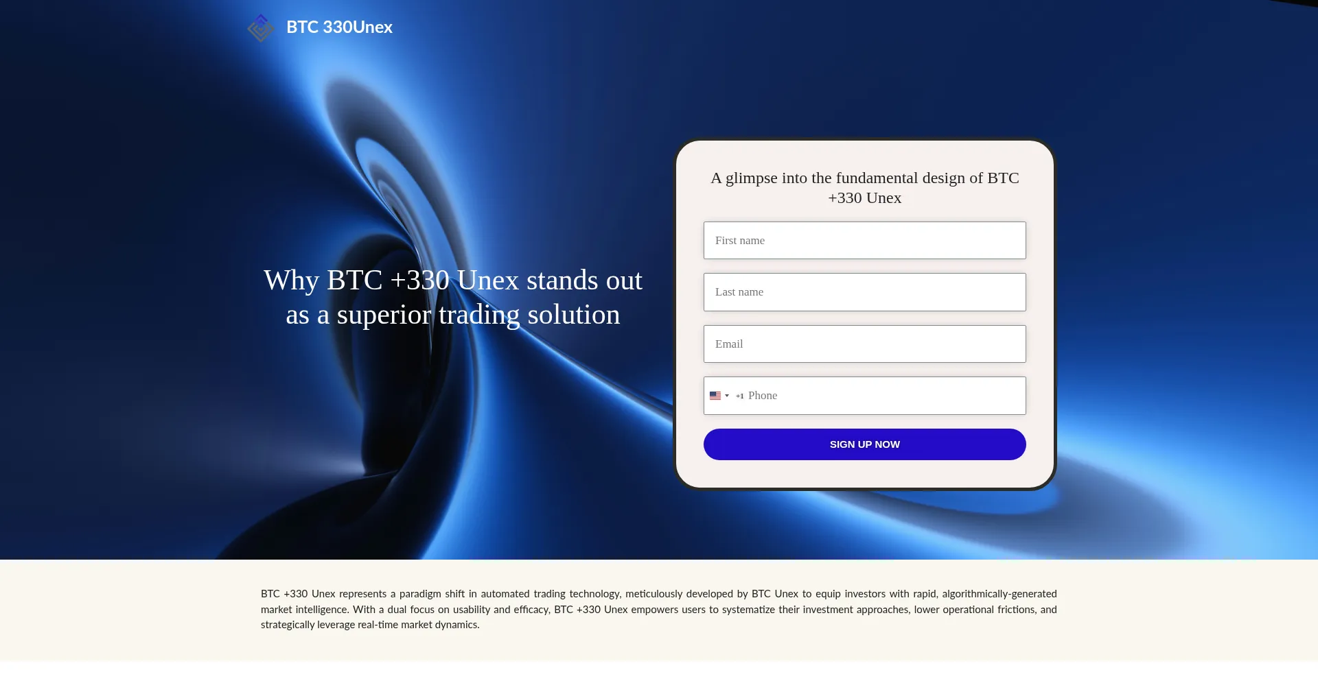Website screenshot of Btc330-unex.com