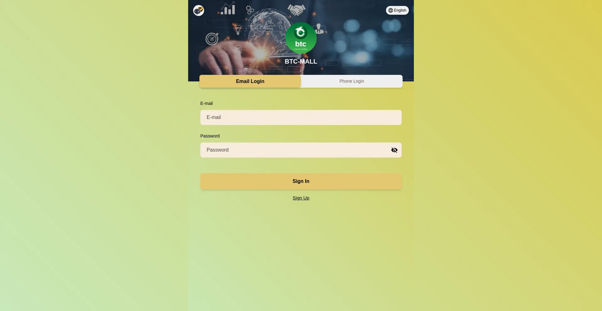 Website screenshot of Btc-mall.cc