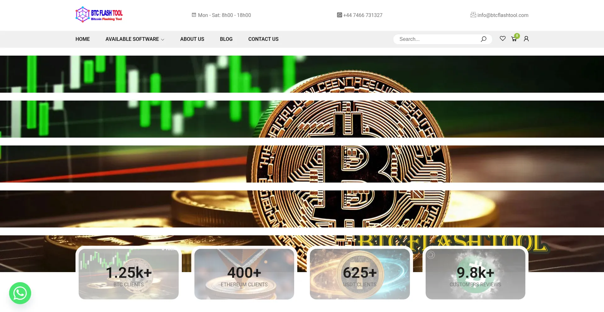 Website screenshot of Btcflashtool.com