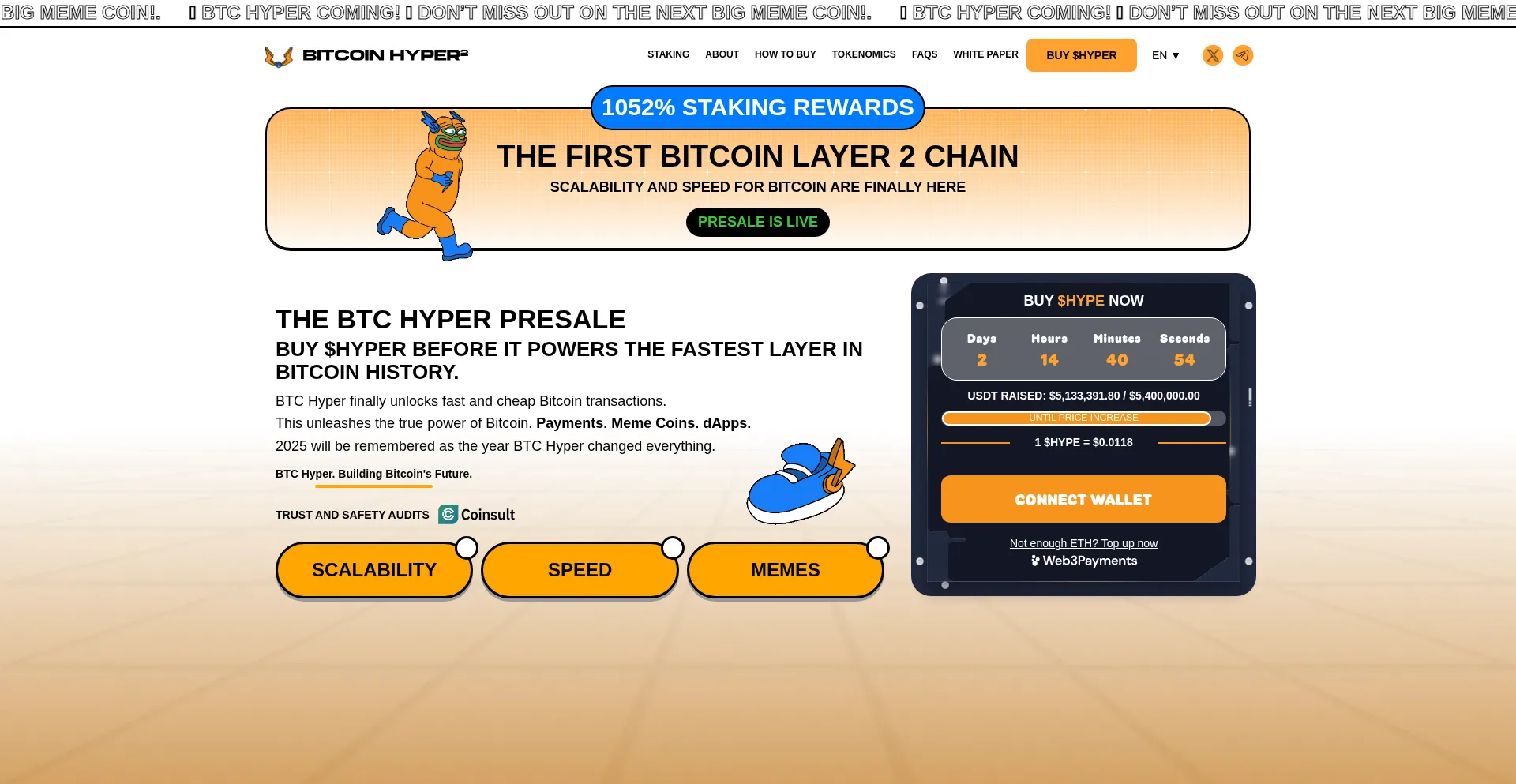 Website screenshot of Btchyper.io