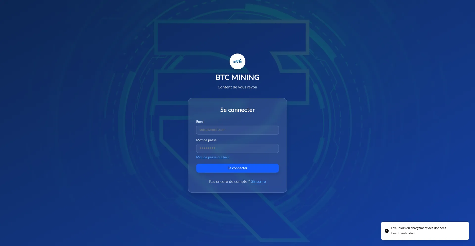 Website screenshot of Btcm.online
