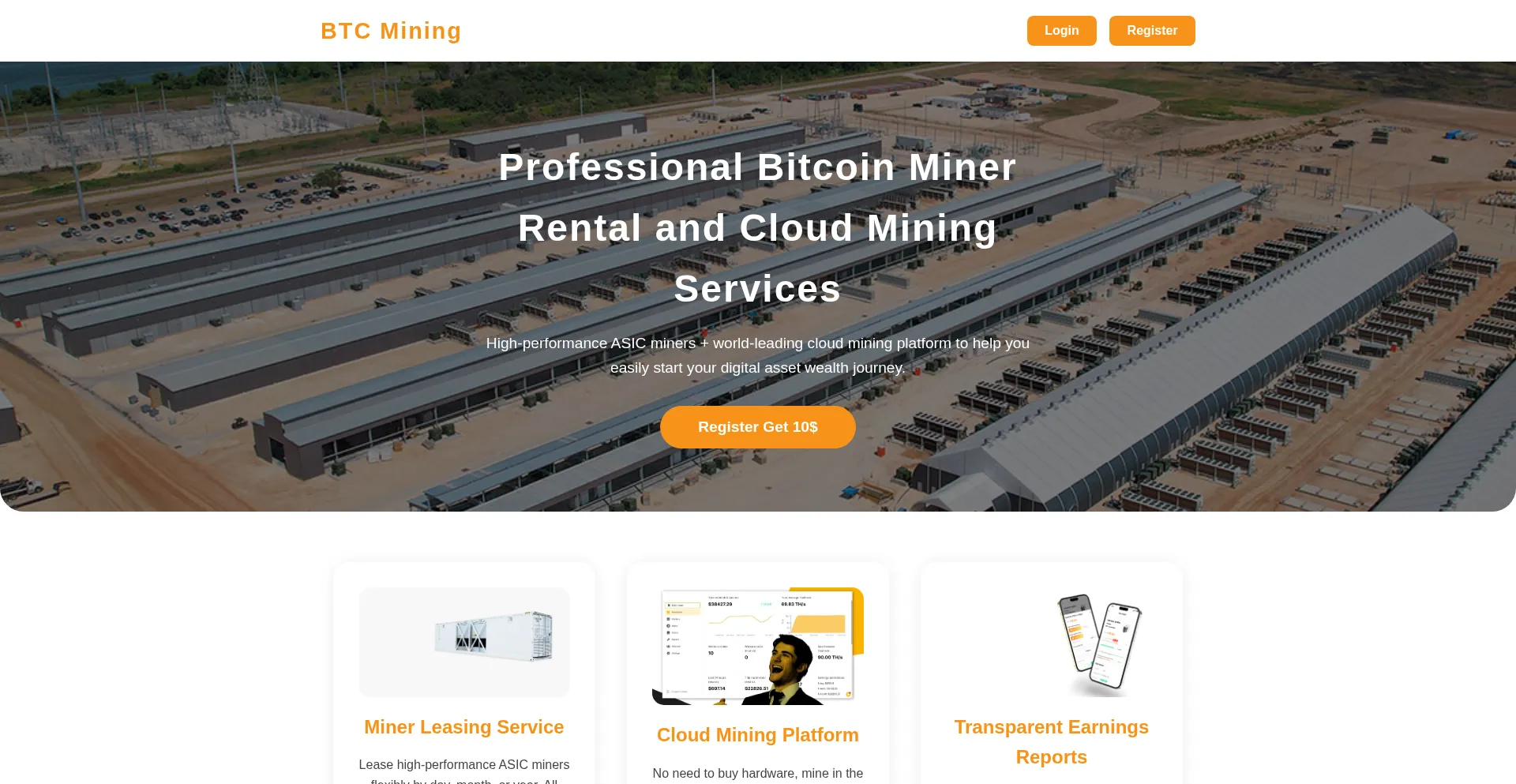 Website screenshot of Btcmining.pw
