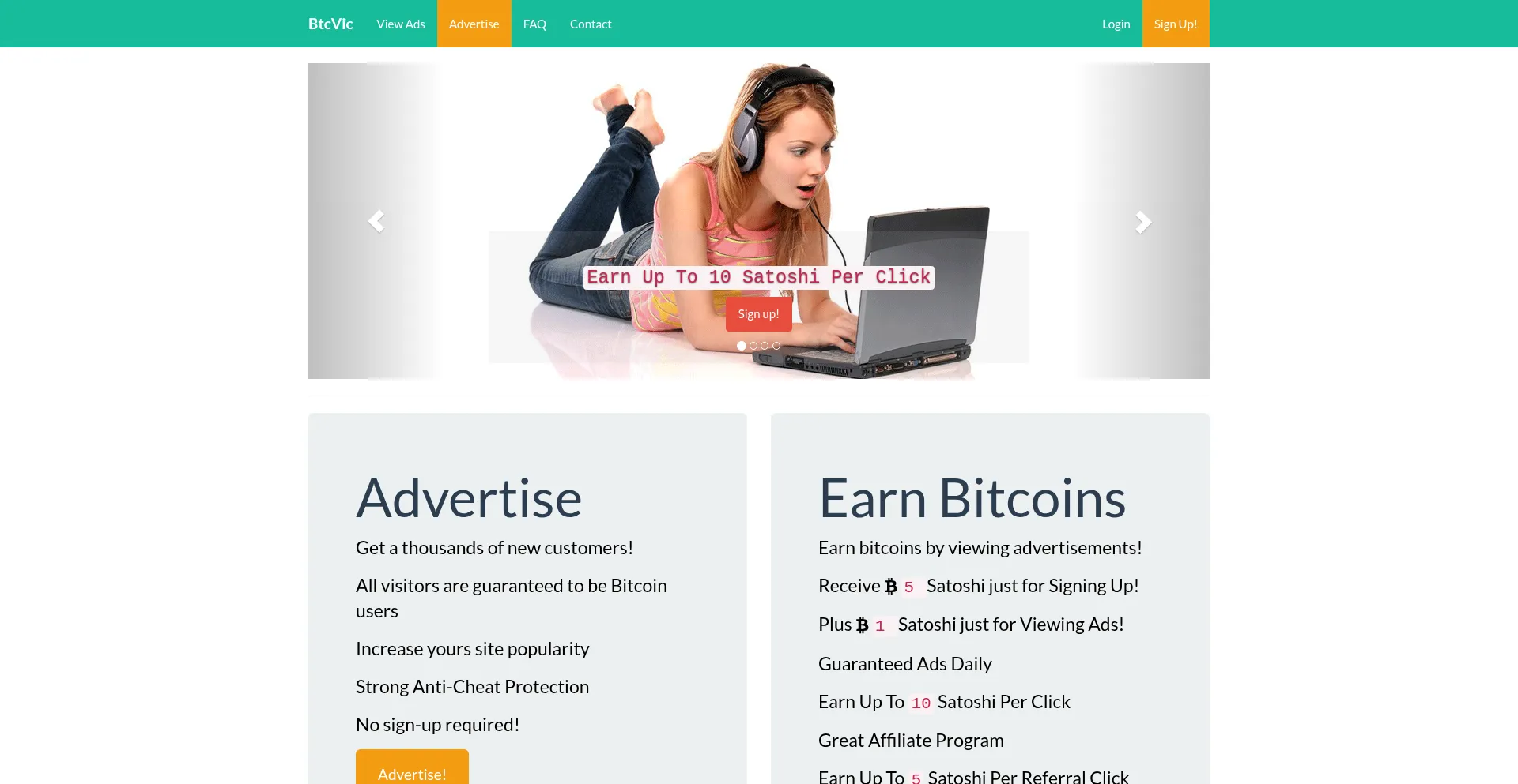 Website screenshot of Btcvic.com