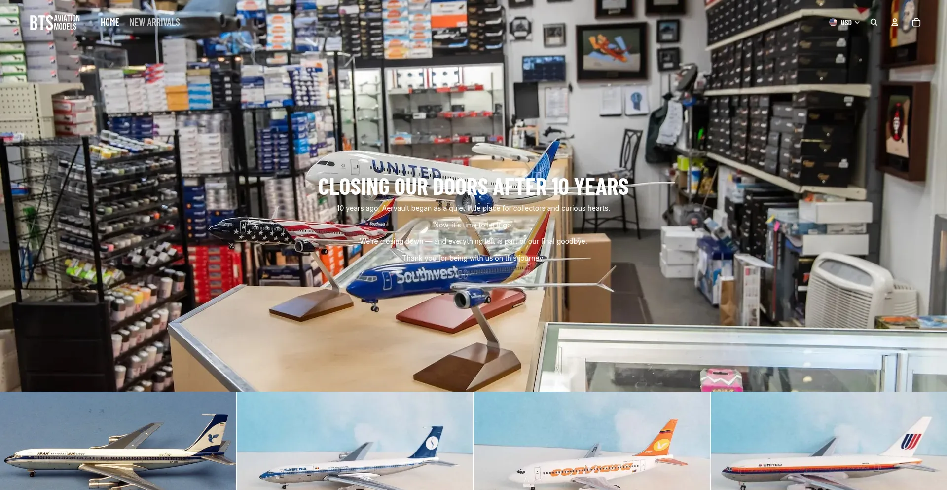 Website screenshot of Btsaviationmodels.com