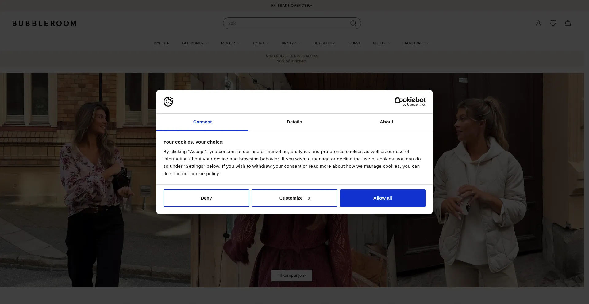 Website screenshot of Bubbleroom.no